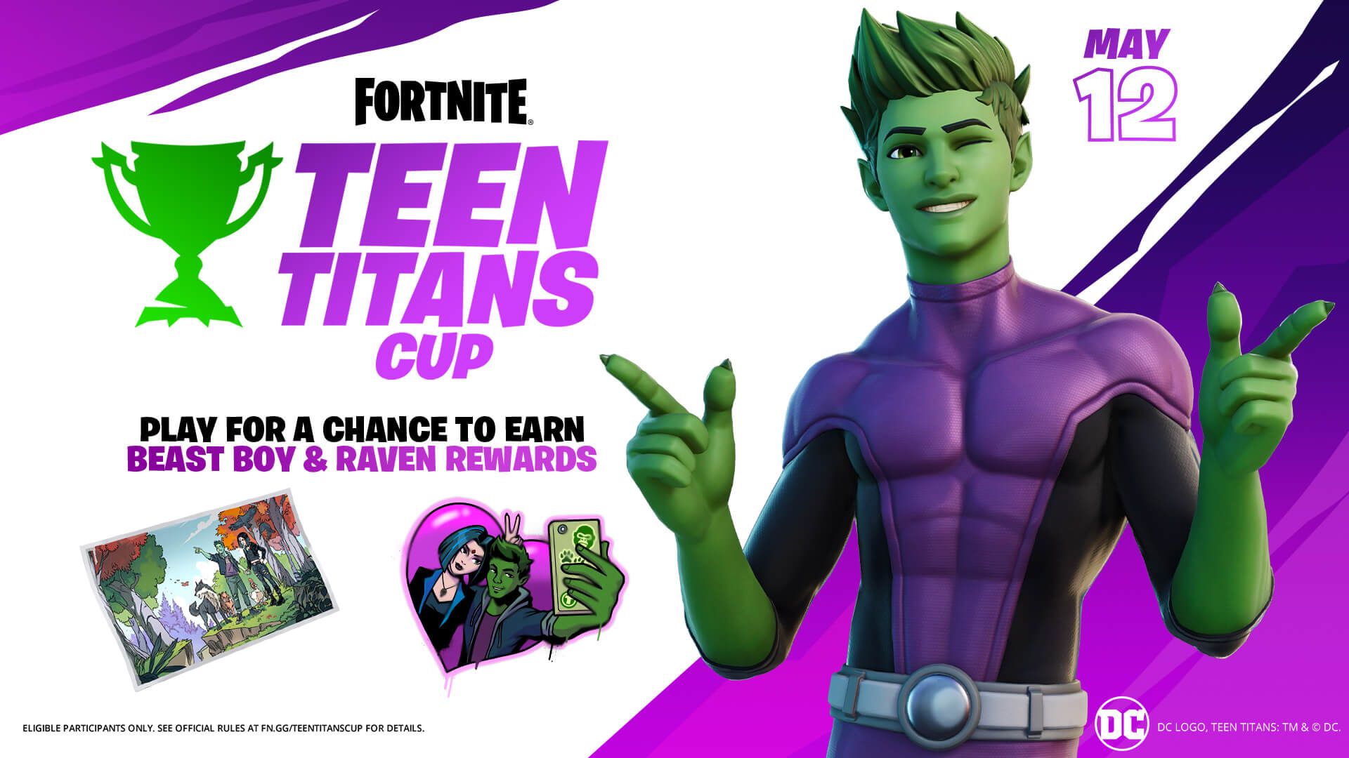 DC's Beast Boy Unites with Raven in Fortnite to Unlock His Outfit Early with the Teen Titans Cup!
