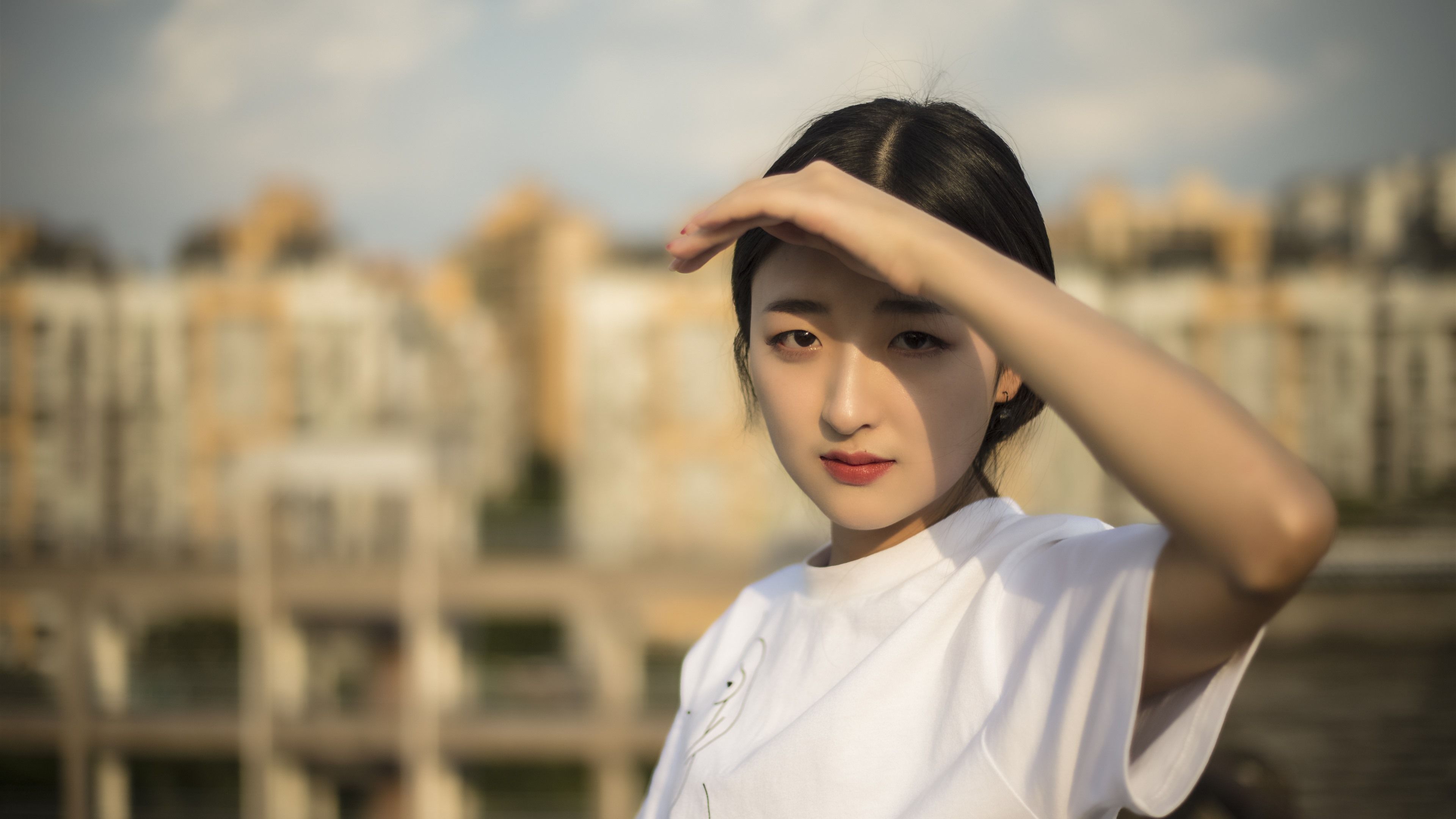 Beautiful chinese college girl wearing