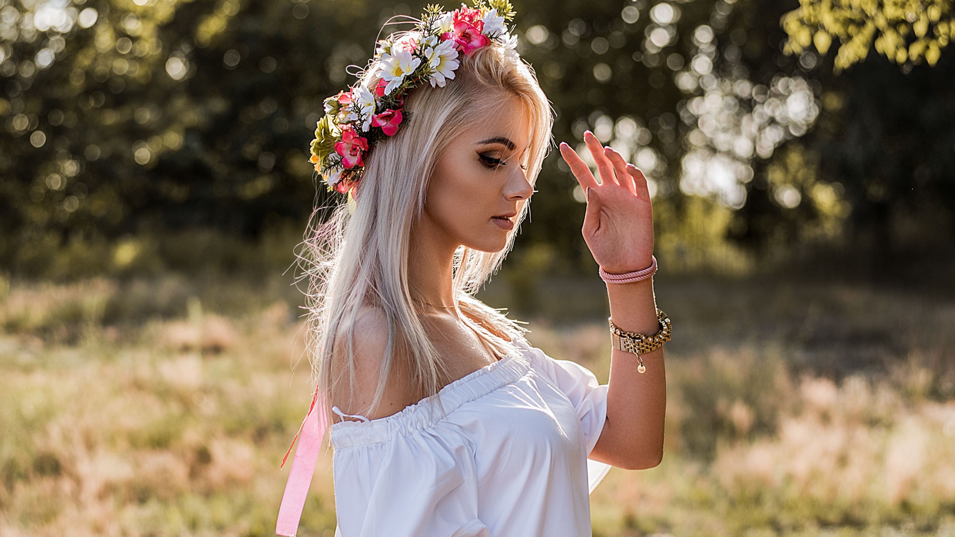 Blonde Teen Girl With Flower