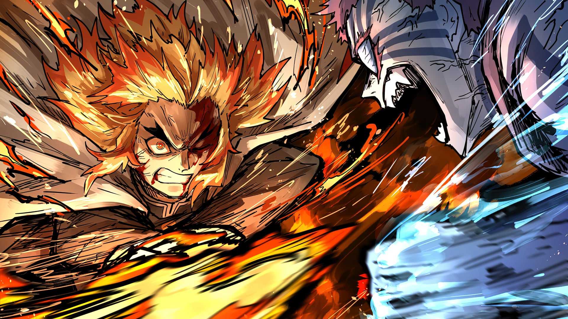 Akaza Vs Rengoku Wallpapers Wallpaper Cave