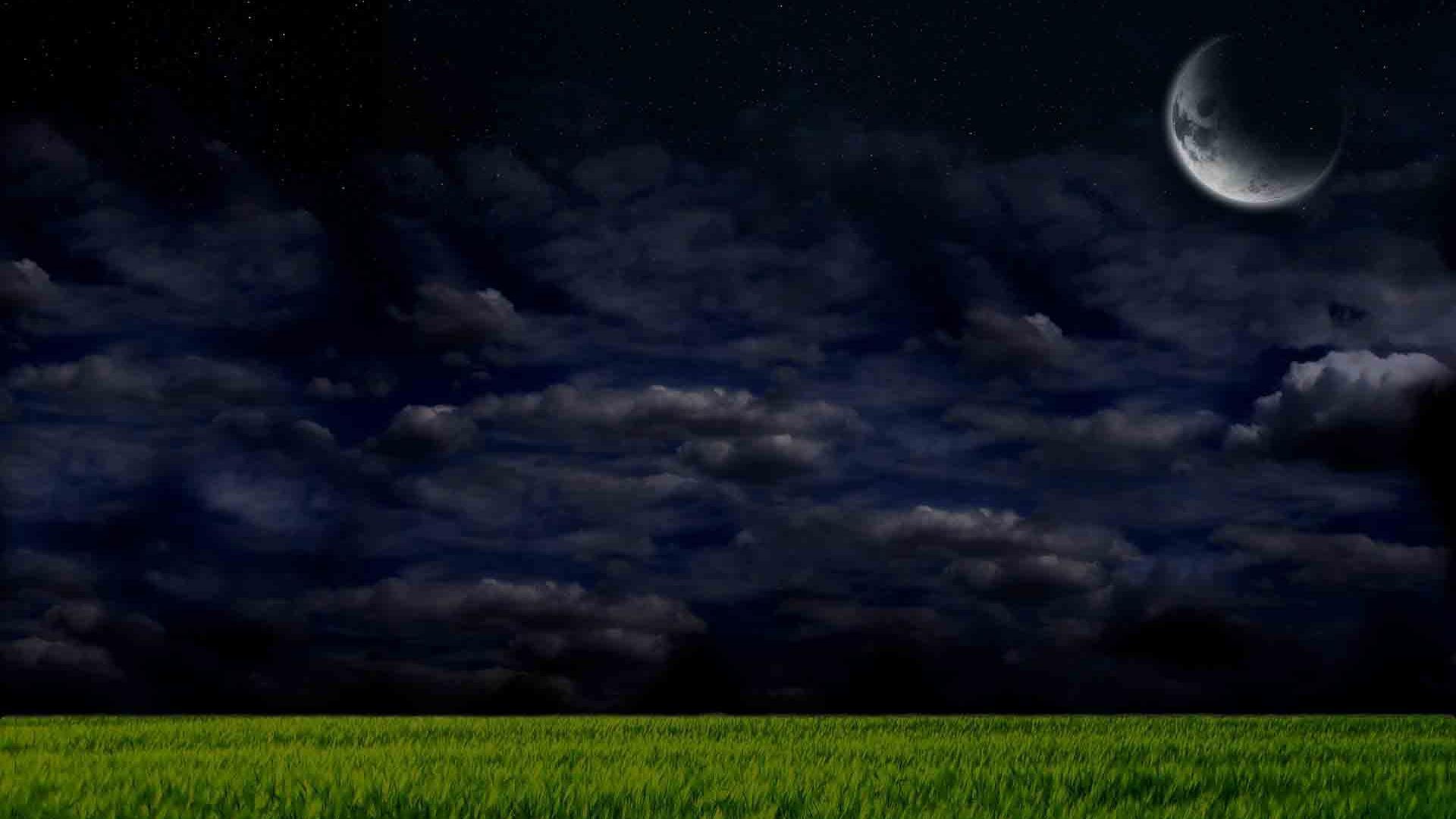 Hd Moonlit Night Landscape Background Widescreen And HD