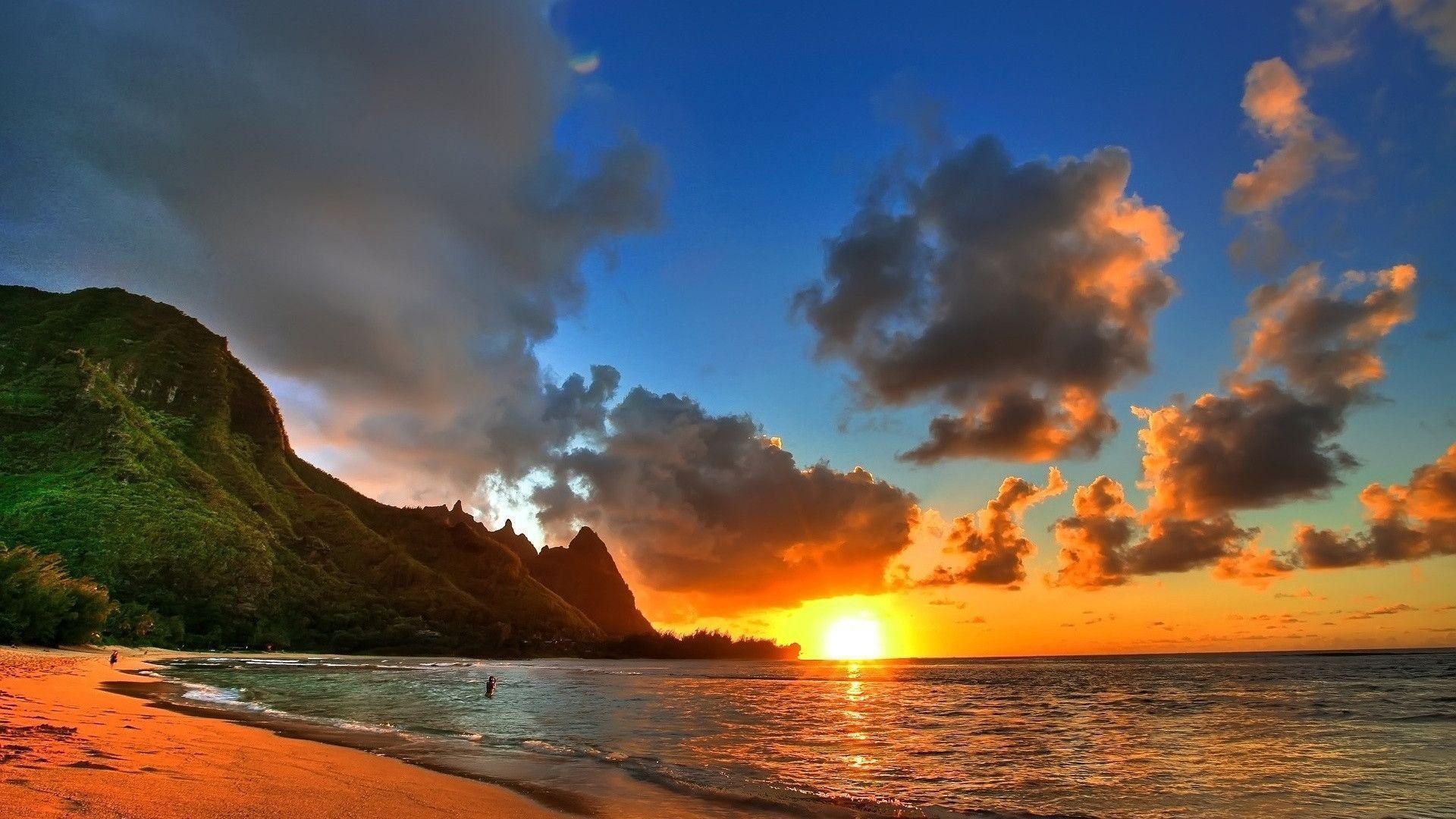 Summer Sunset Beach. Download HD Wallpaper