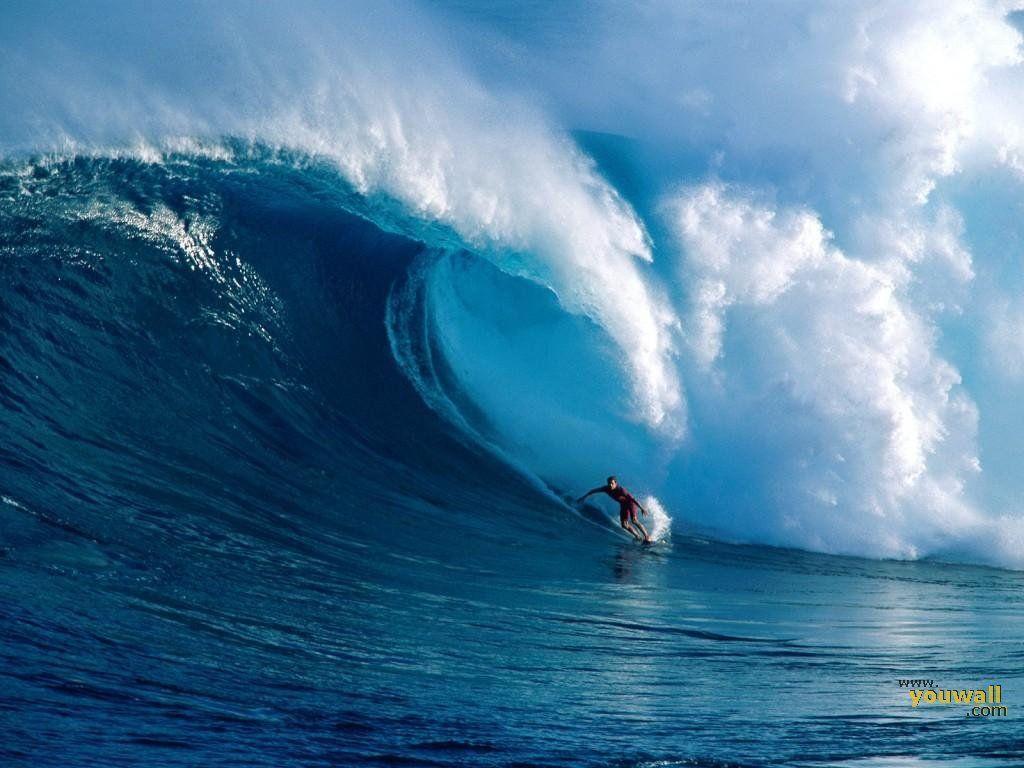 Surfing a Giant Wave Desktop Wallpaper. High Quality Wallpaper