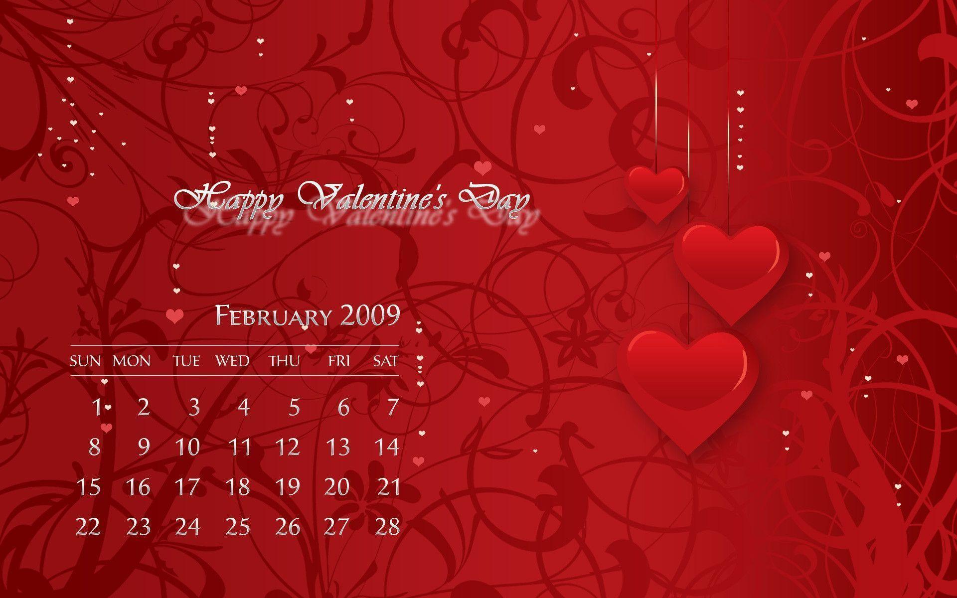 Romantic February 2009 Calendar Wallpaper. Photohop Tutorials