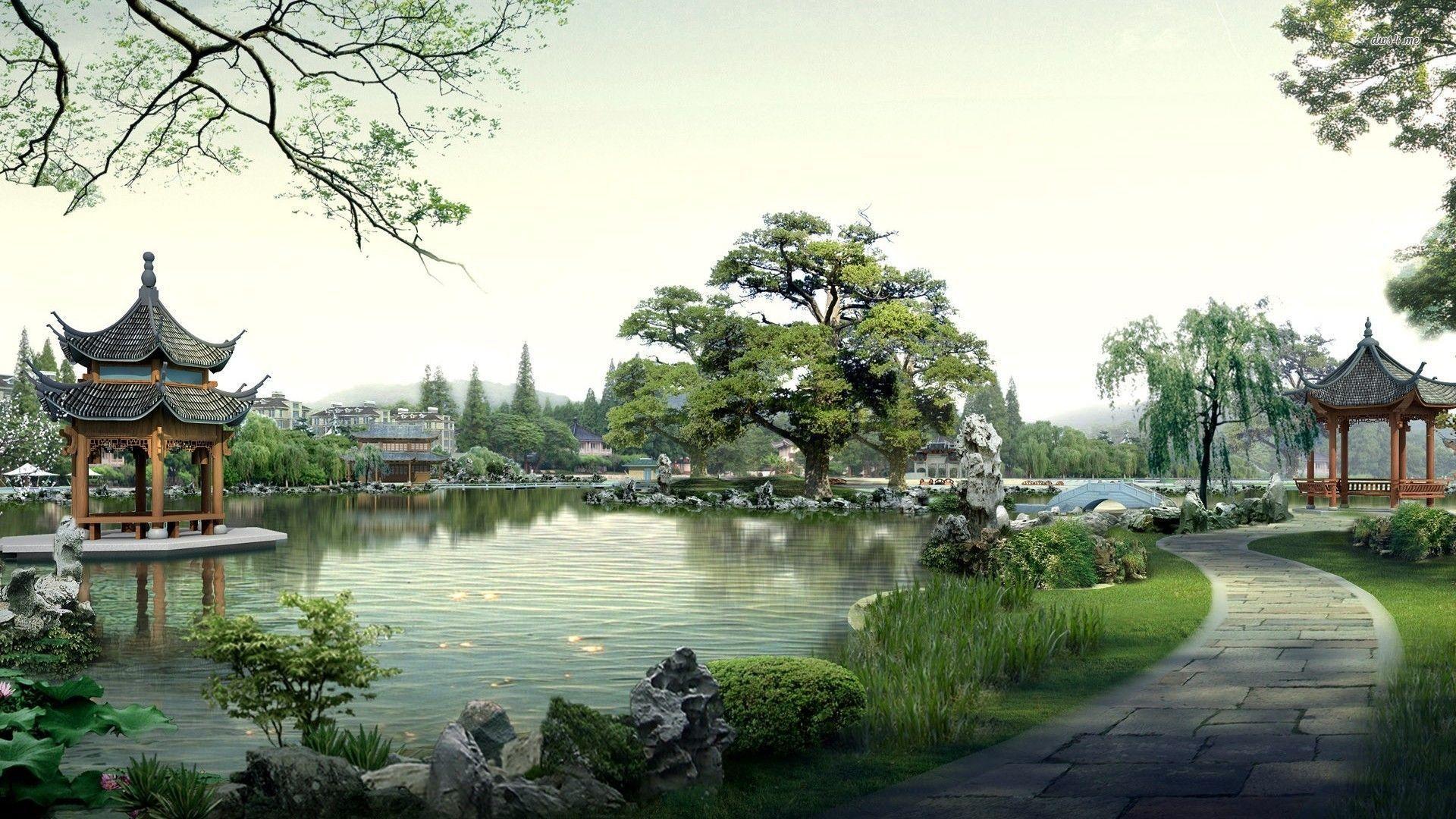 Japanese garden wallpaper Art wallpaper - #