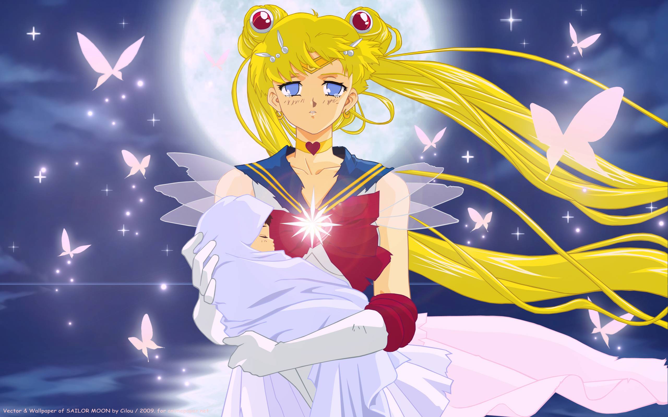Sailor Moon and Hotaru Moon Wallpaper