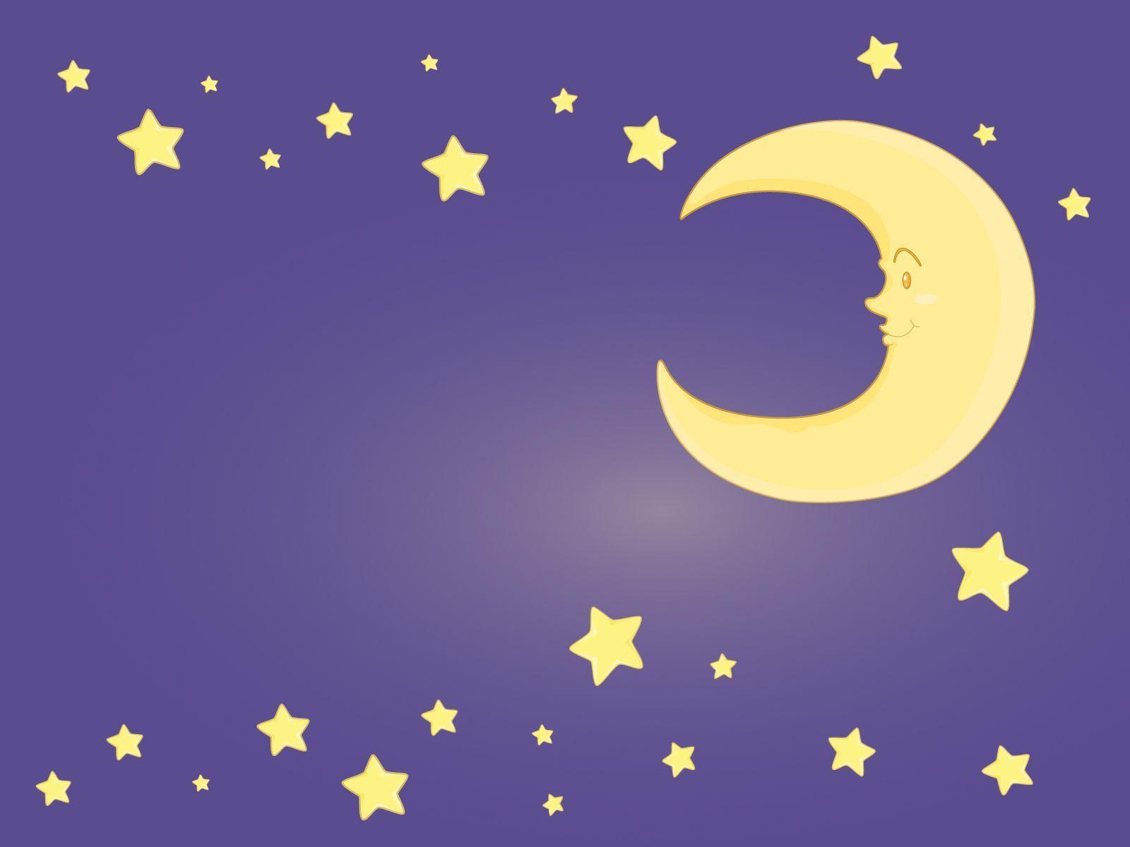 Moon and Stars On Purple Clipart Powerpoint