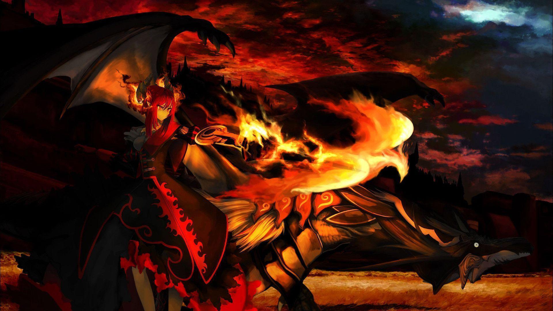 Wallpaper, Demon girl next to a dragon Wallpaper HD