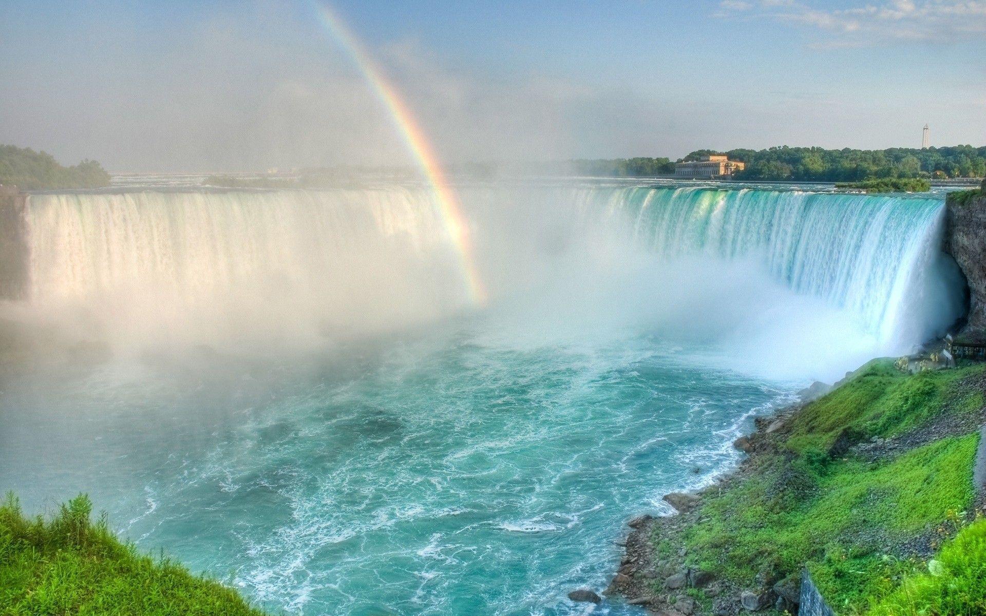 Waterfall with beautiful rainbow