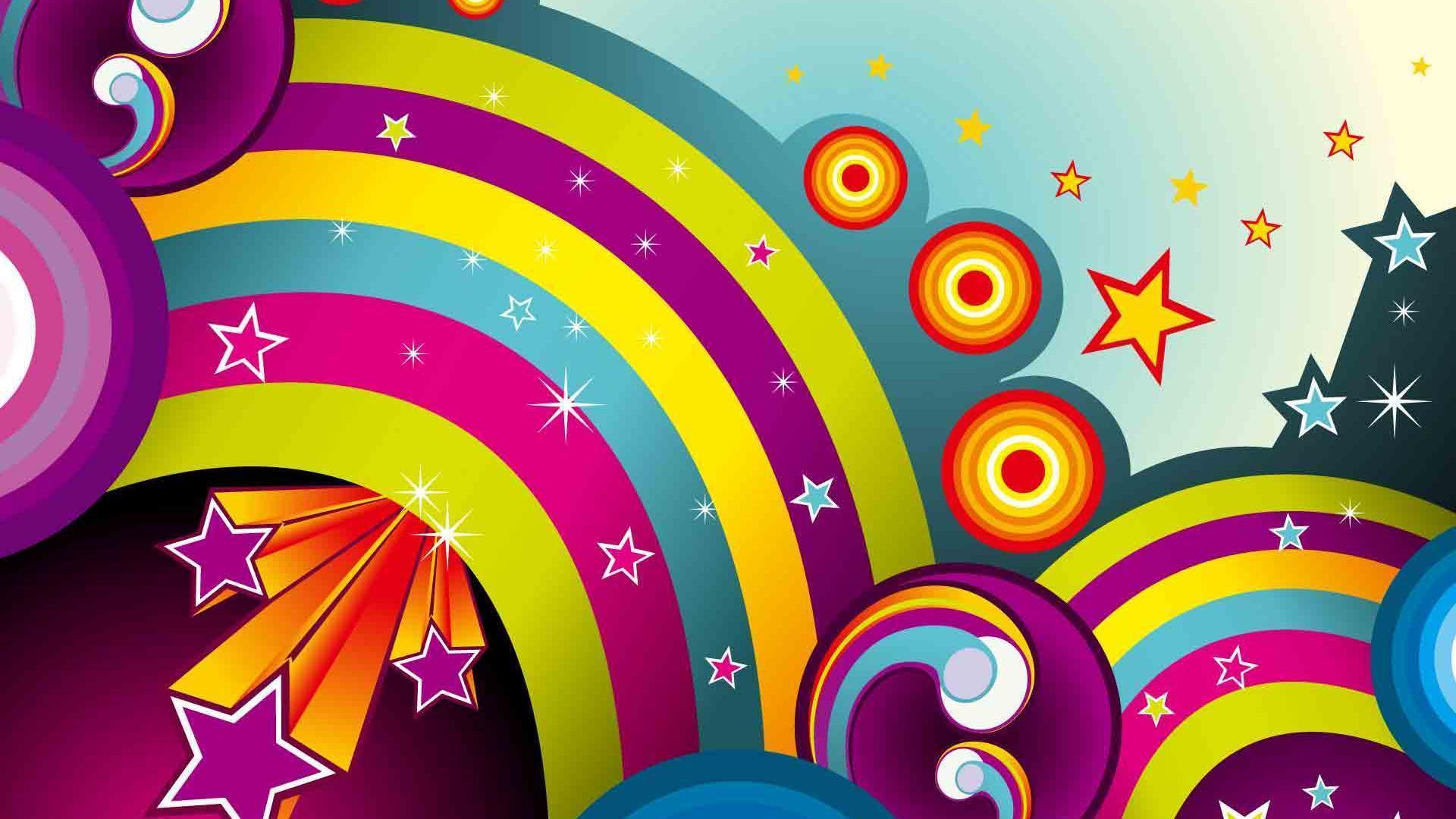 Cool Vector Starlight And Rainbow Background Widescreen and HD