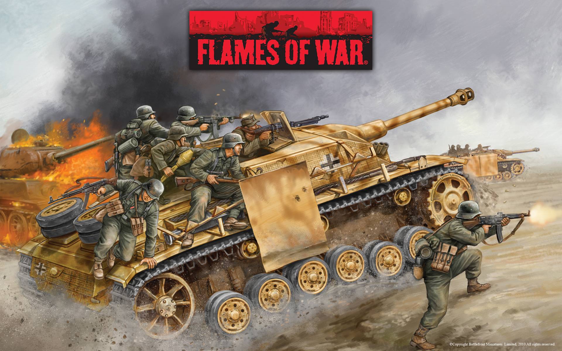 Wallpaper Flames of War Tanks Soldiers Games, free desktop photo
