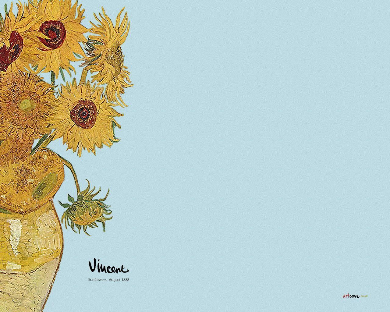 Vincent Van Gogh With Twelve Sunflowers Desktop Wallpaper