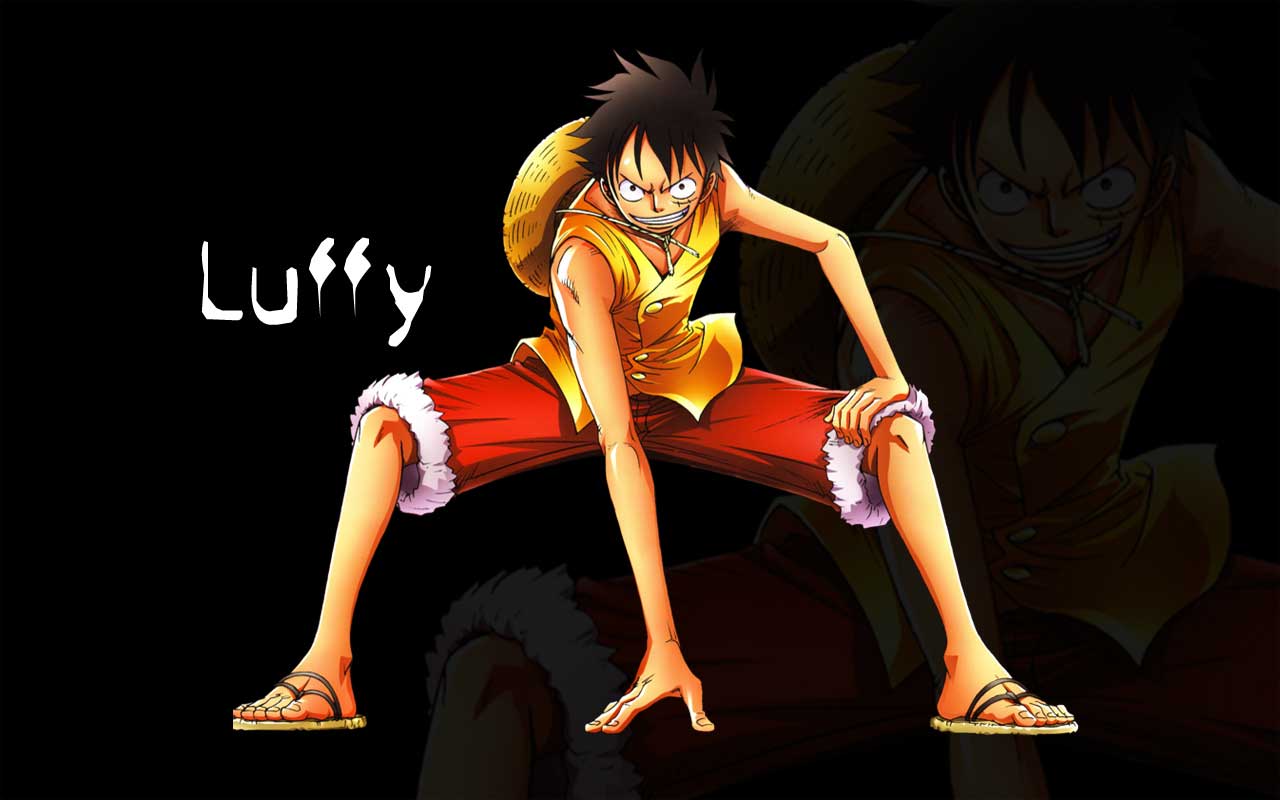 Luffy squat black background One Piece Wallpaper