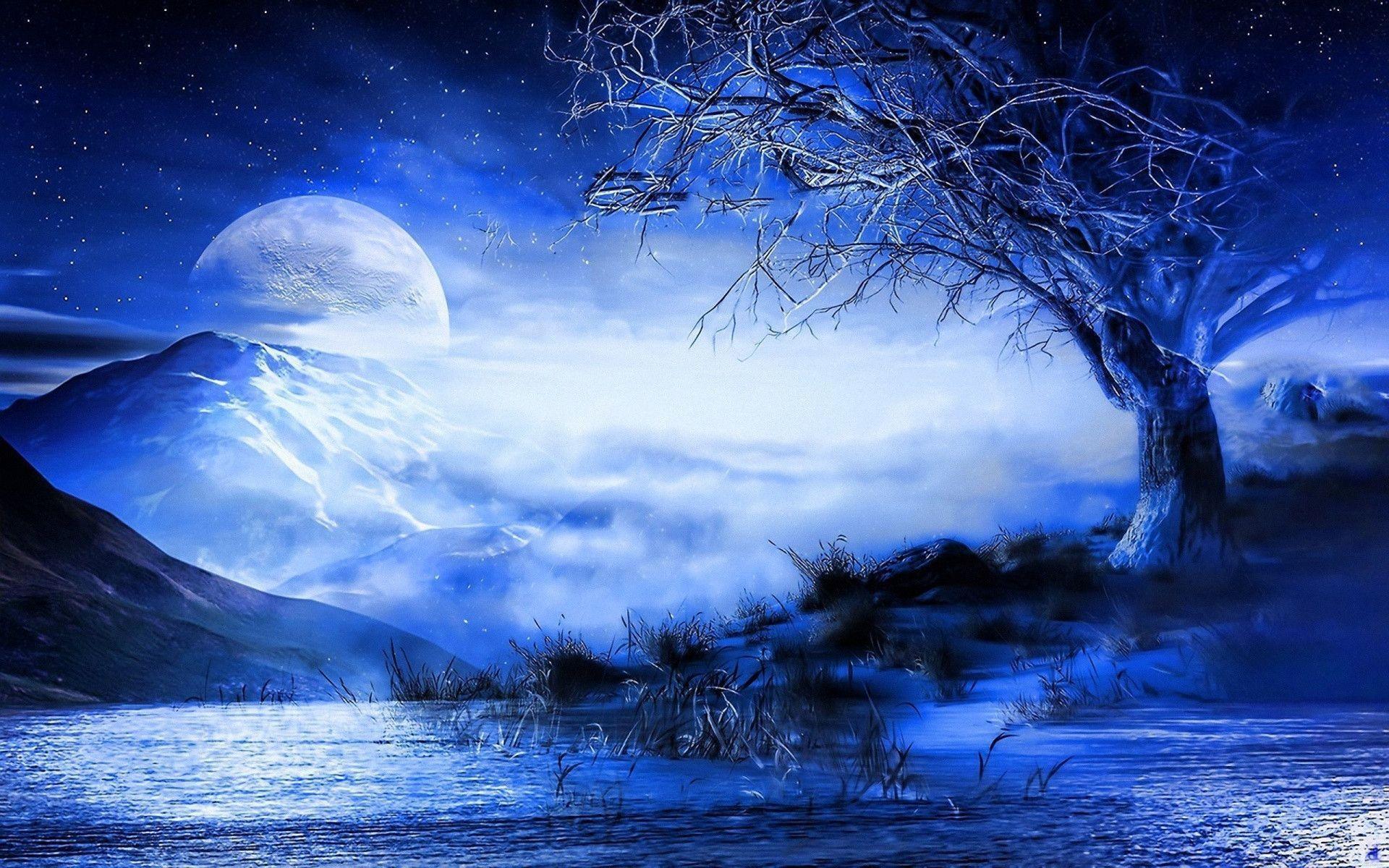 Blue Moon 3D Wallpaper HD. Free HD 3D Desktop Wallpaper
