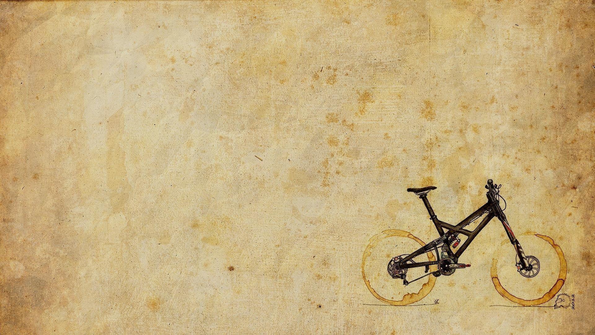 Two Cups Coffee Stains Mountain Bike Art HD Wallpaper