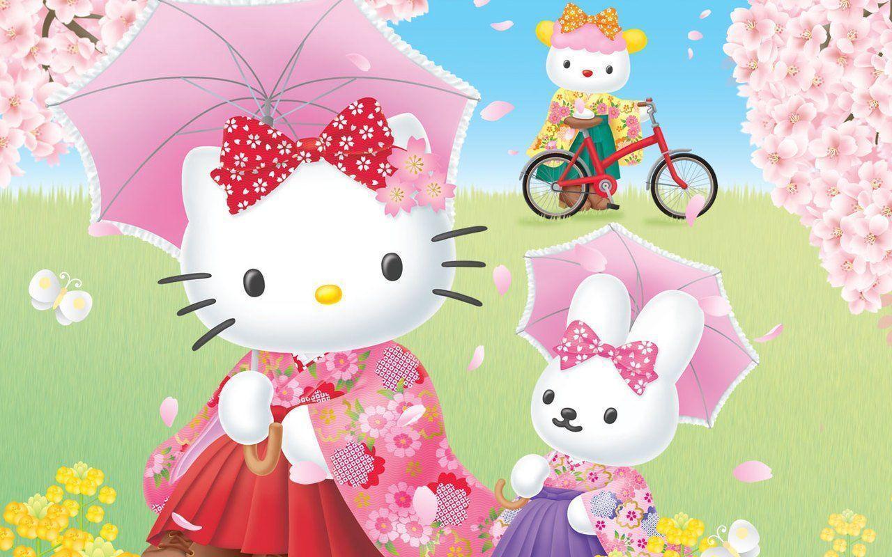 Hello Kitty And Friends With Kimono Matsuri Wa Wallpaper