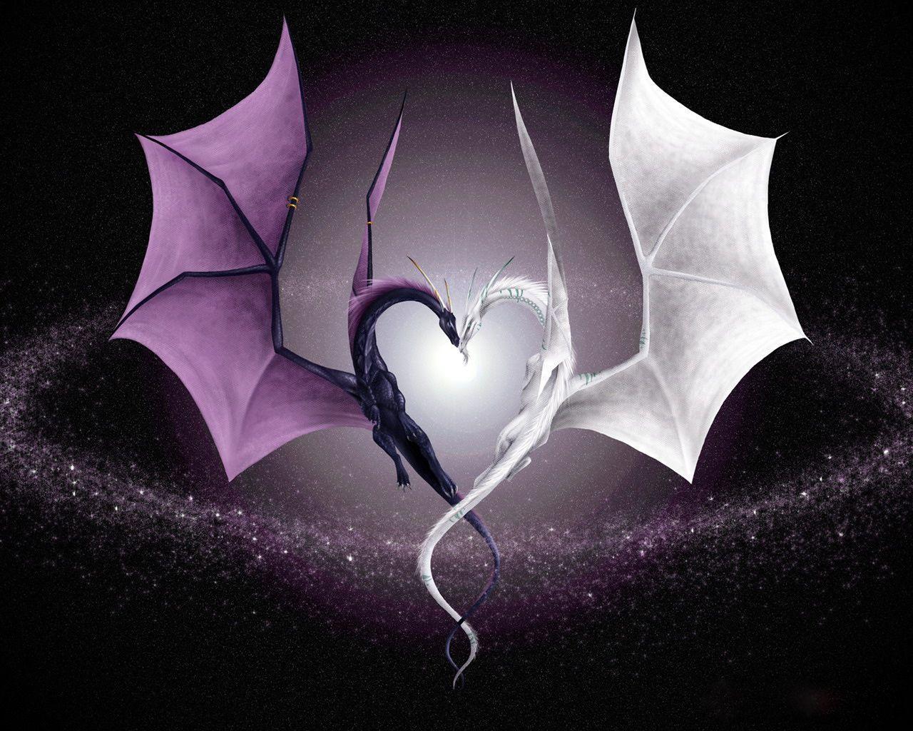 Fantasy Dragon Love Wallpaper, iPhone Wallpaper, Facebook Cover