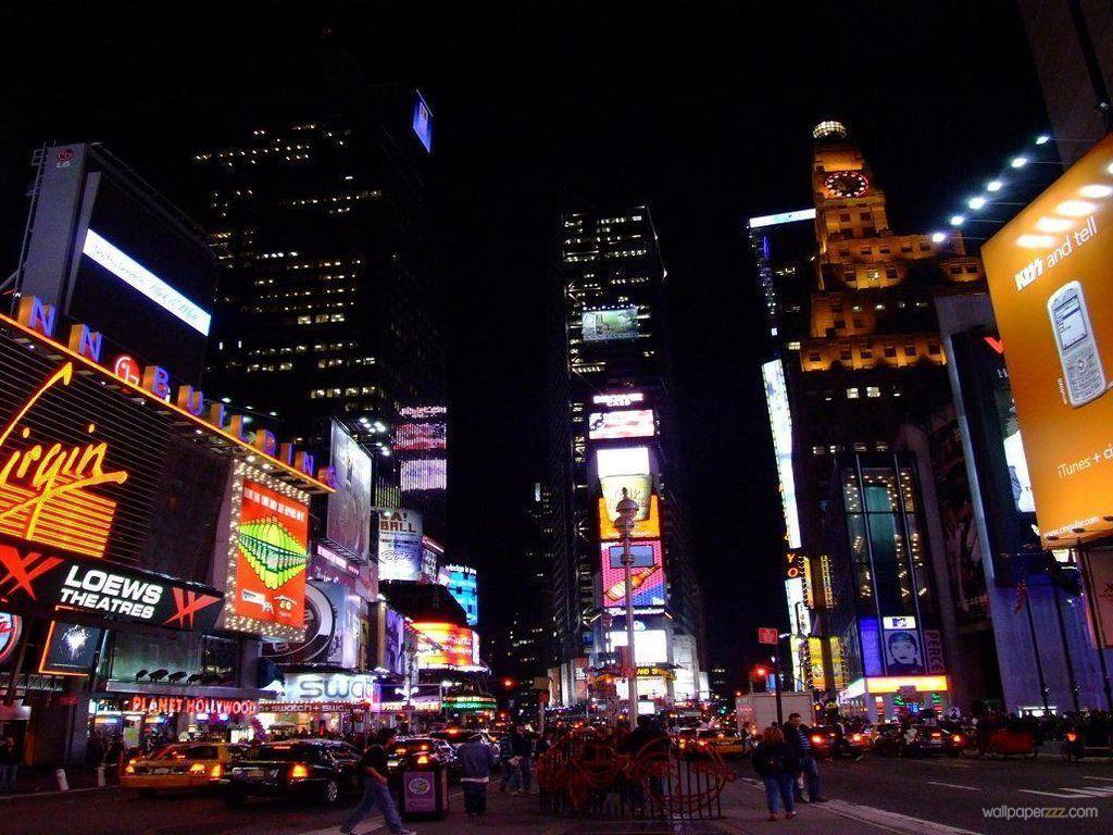 Night Times Square New York HD Wallpaper for Desk