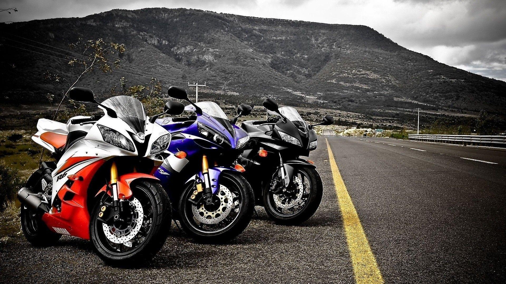 yamaha r6 honda cbr 600rr motorbikes mountain road wide HD