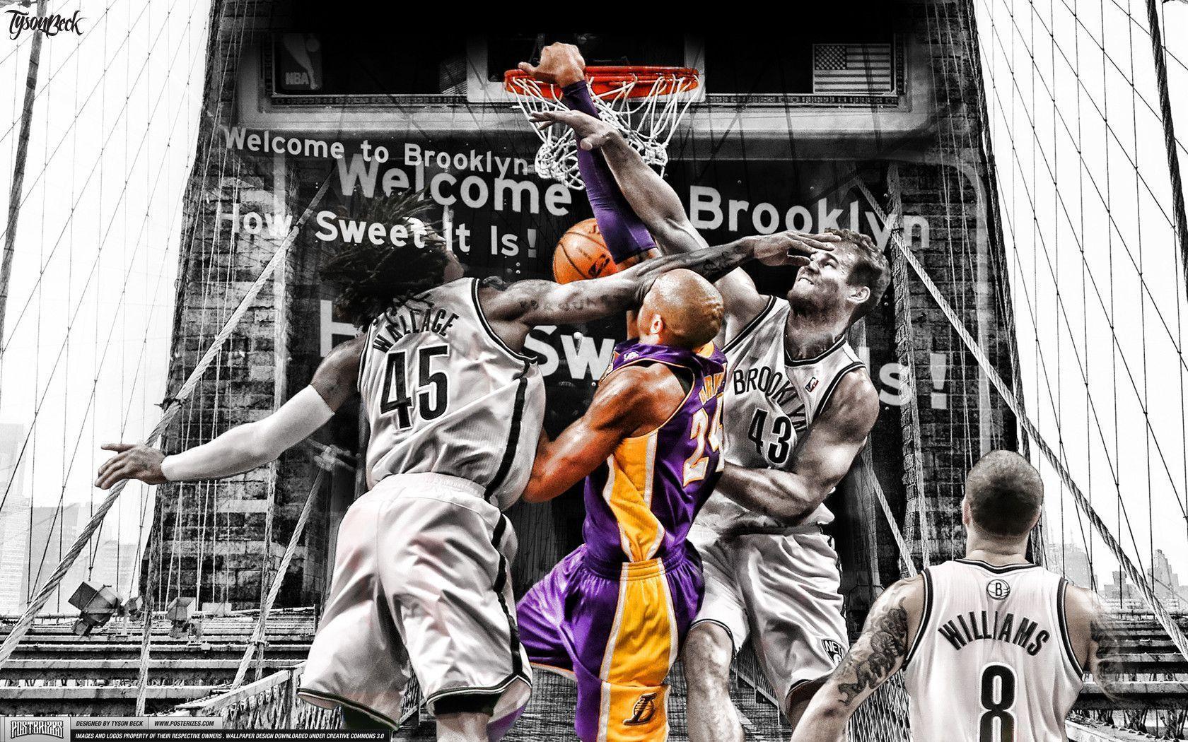 Kobe Bryant dunks on Brooklyn Wallpaper. Posterizes. NBA