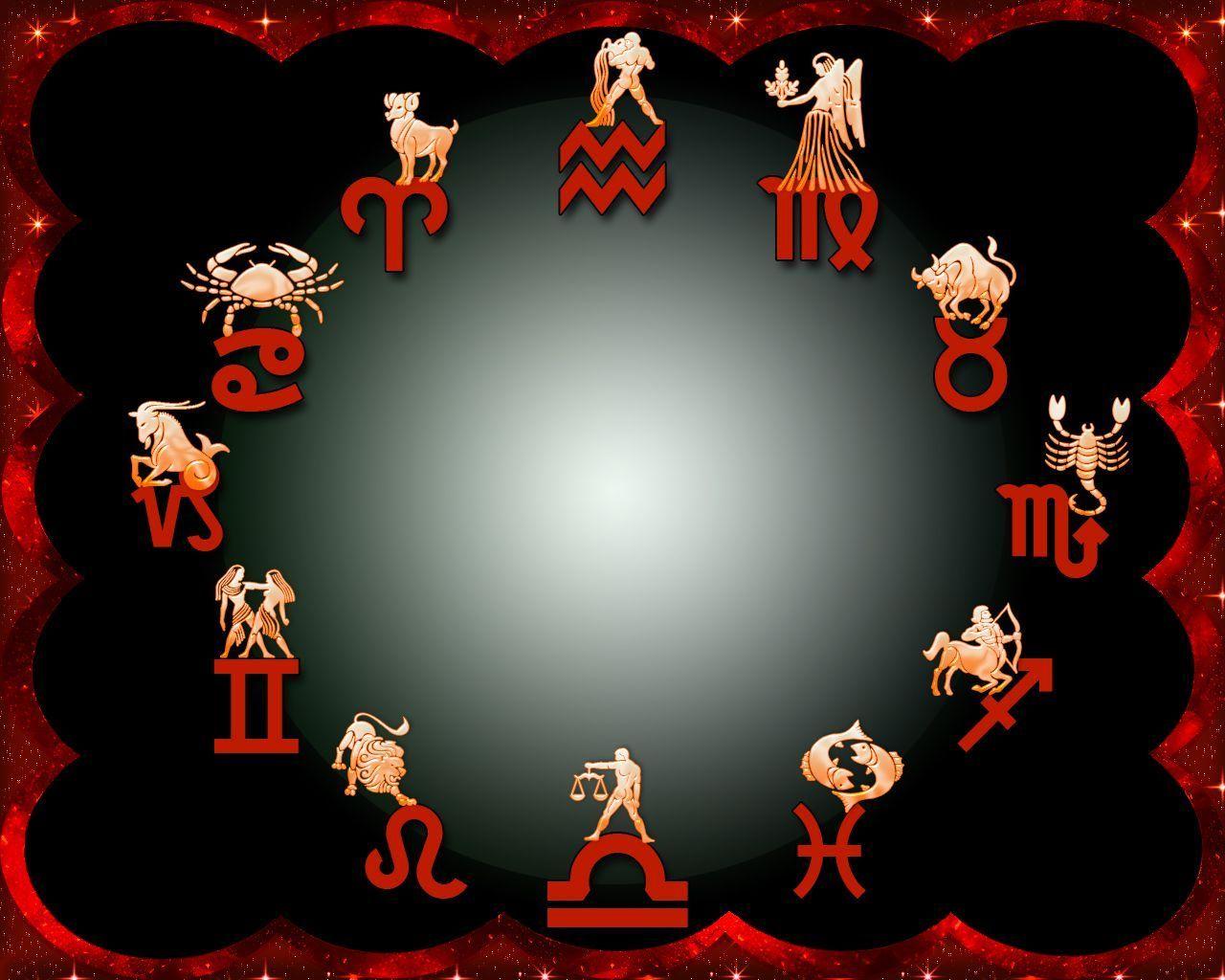 Zodiac Symbols Clockwise On Wallpaper