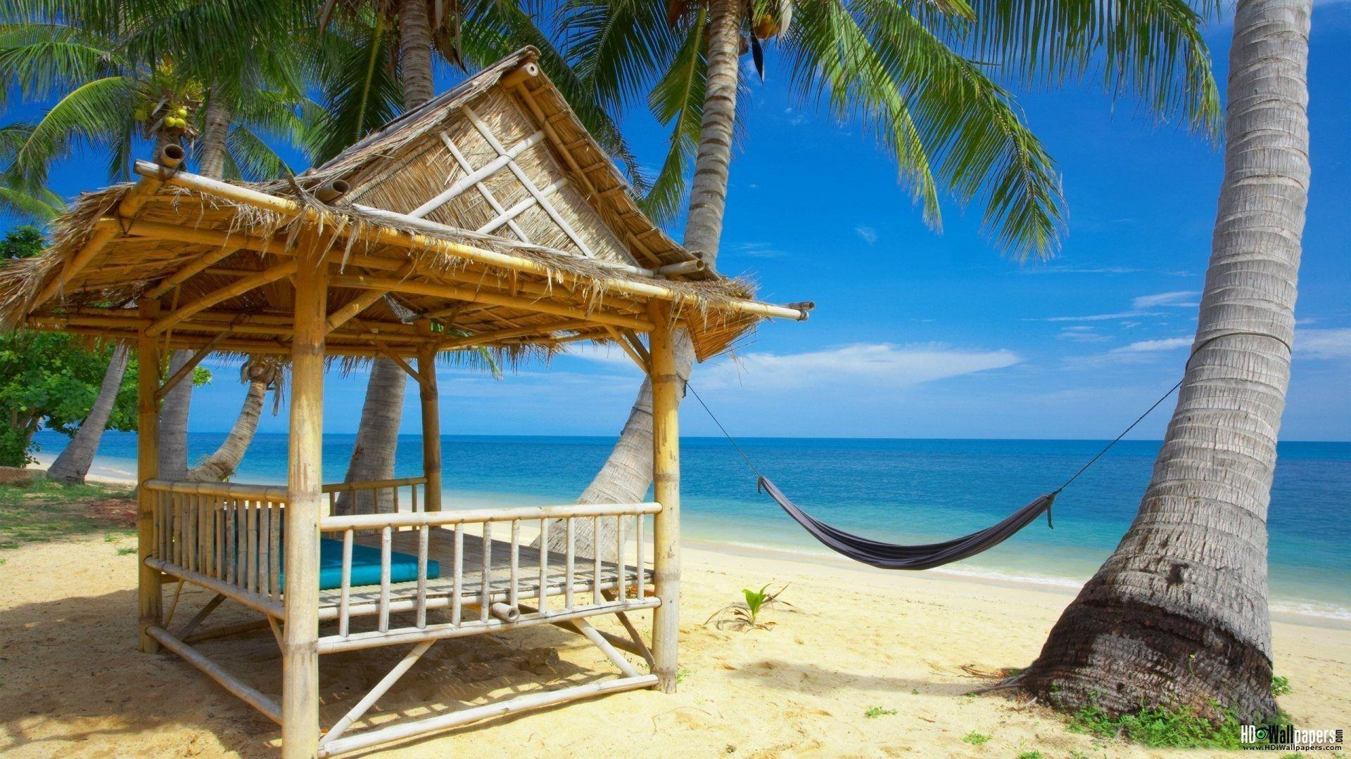 Tropical Beach Resort Wallpaper for Desktop Background Full