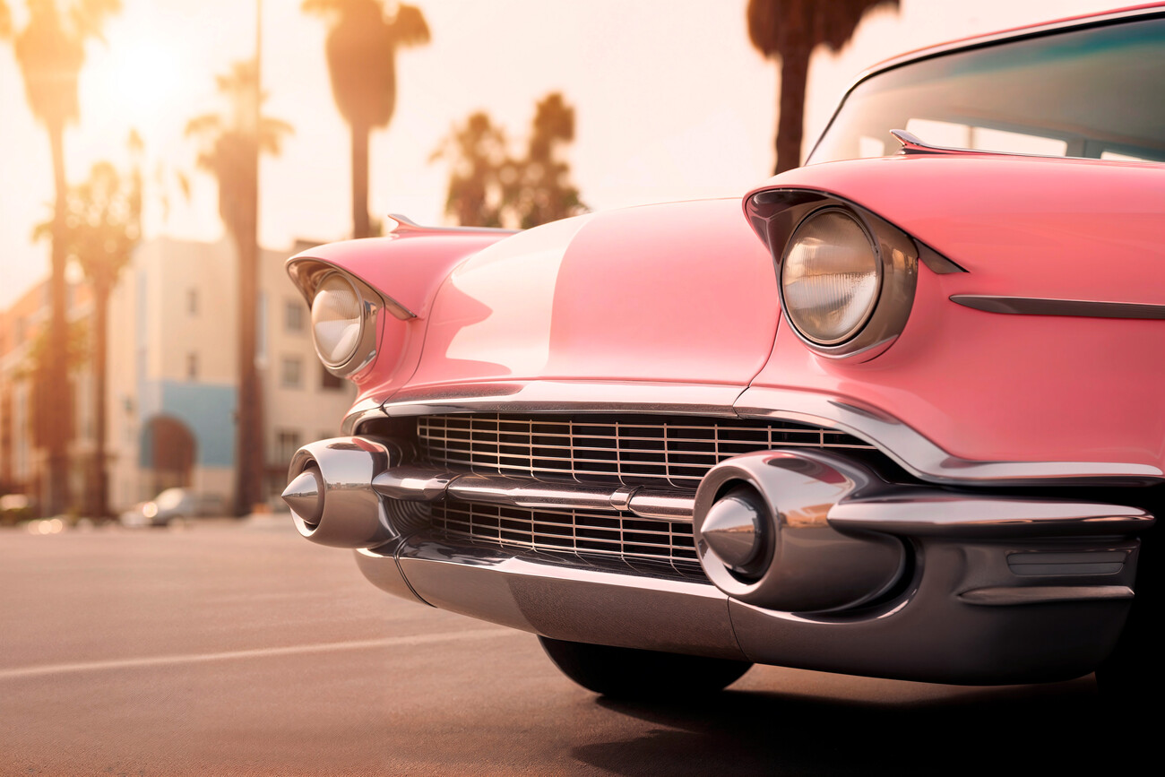 Venice Pink Retro Car Wall Mural