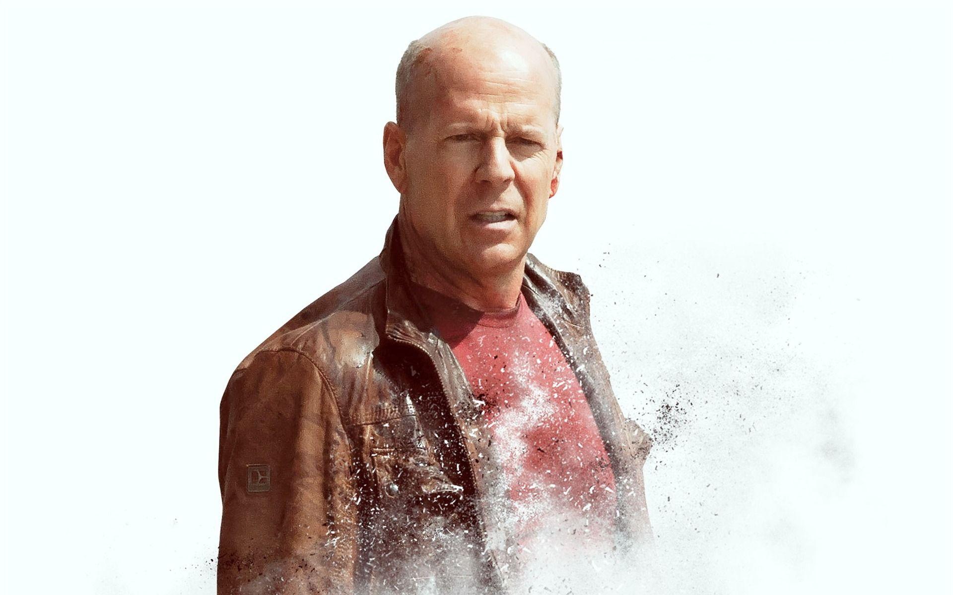 Famous movie actor Bruce Willis on white background wallpaper