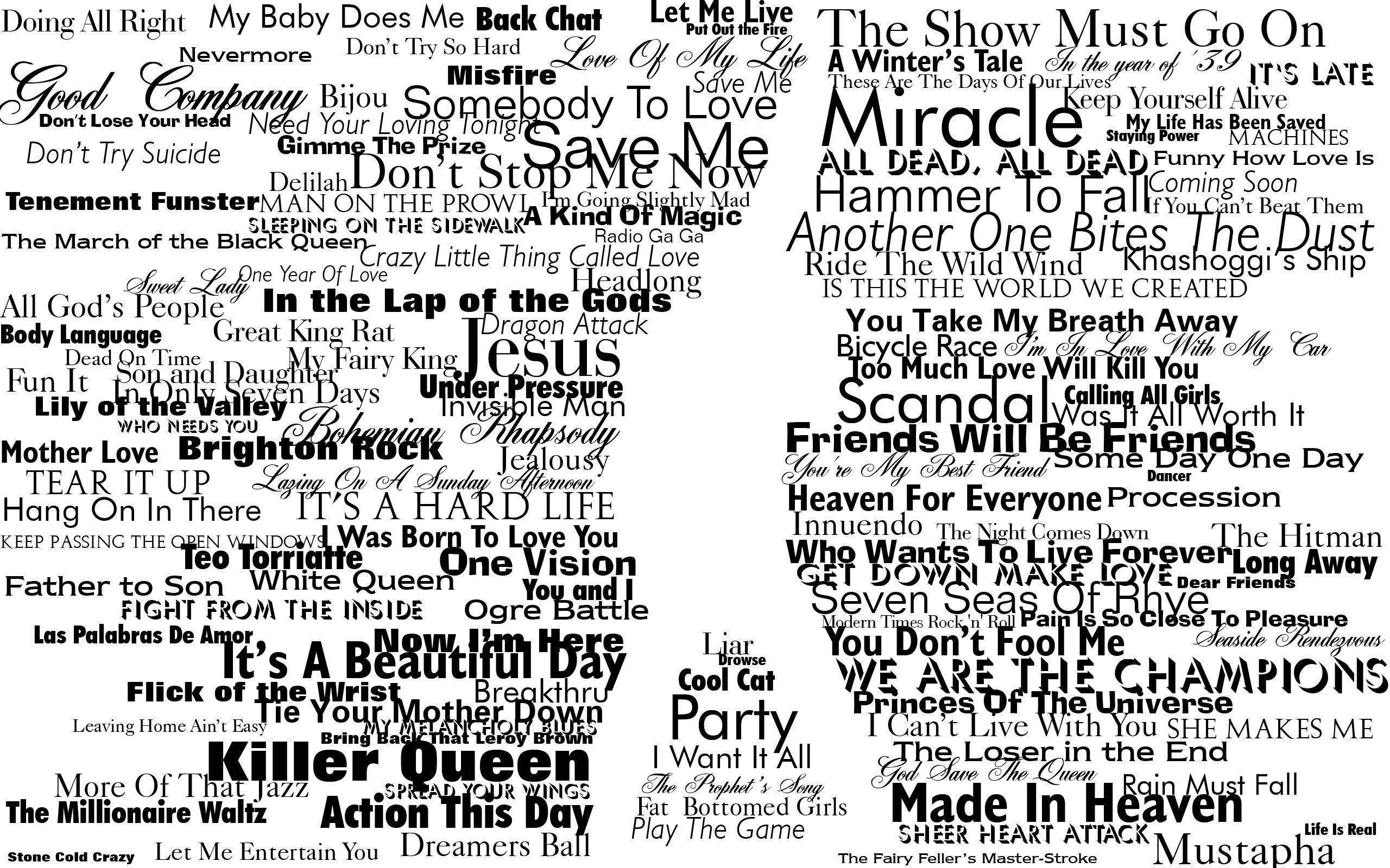 typography, Freddie Mercury, Queen, Silhouette Wallpaper HD
