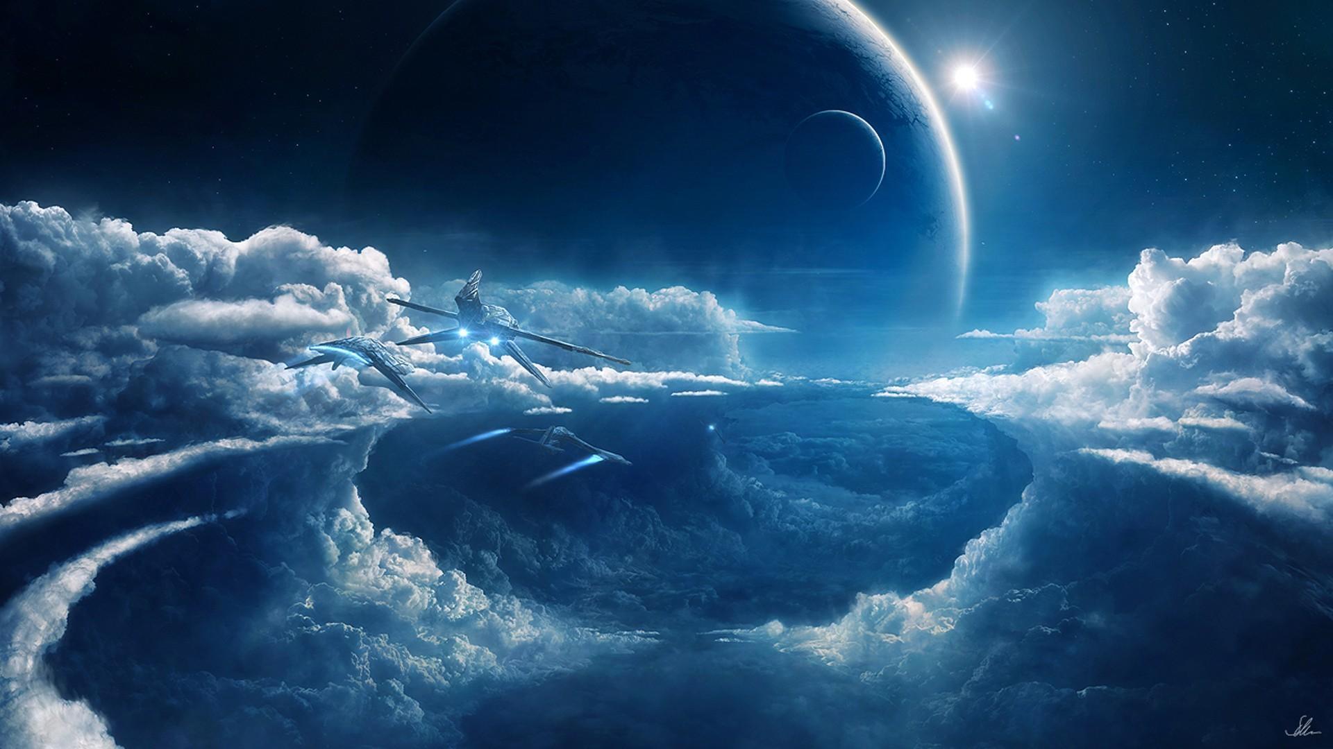 Outer space planets prometheus wallpaper