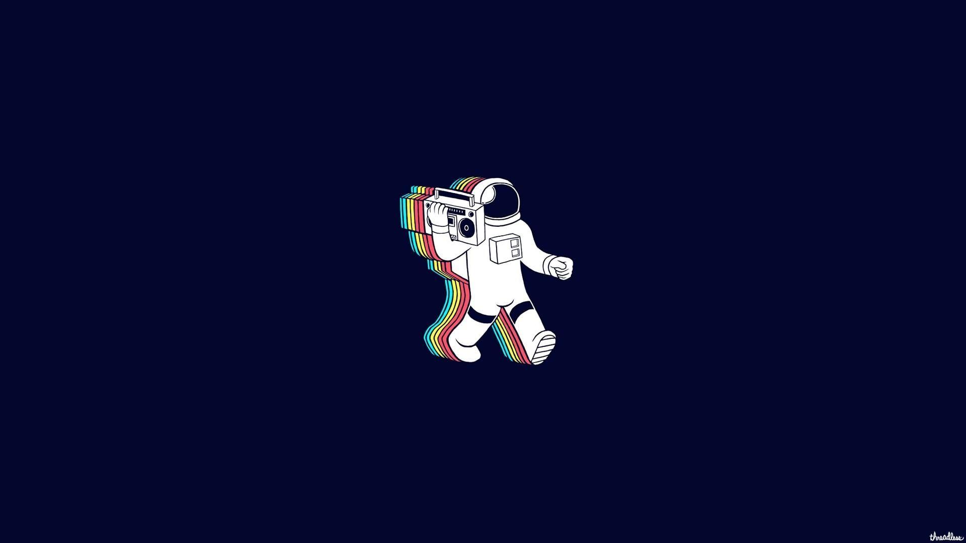 Boombox threadless astronauts blue background cosmonaut wallpaper