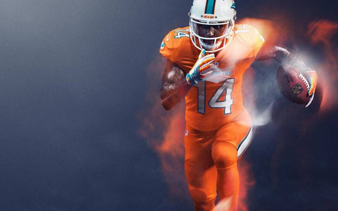 Miami Dolphins' Color Rush jerseys are highlighter orange. Miami