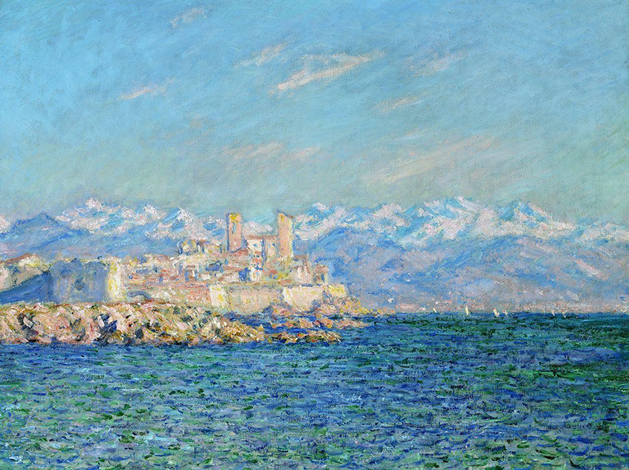 Wallpaper Claude Monet Antibes Sea Nature Mountains Pictorial art