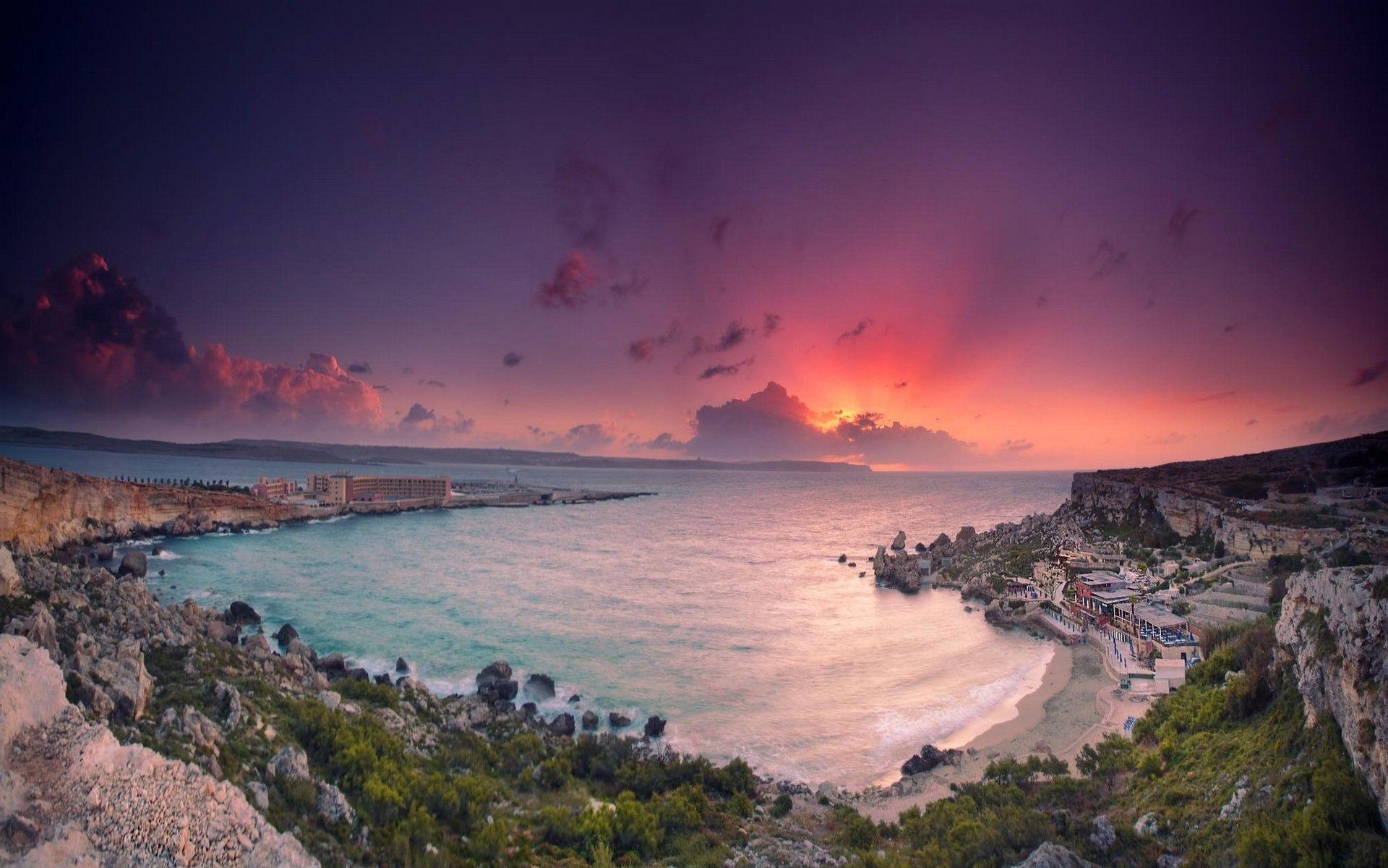 nature, Landscape, Beach, Sea, Vacations, Sunset, Cliff, Malta