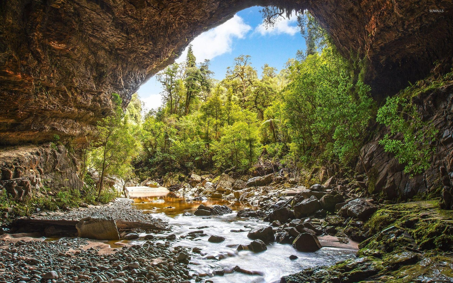 Cave in the rocky mountain wallpaper wallpaper