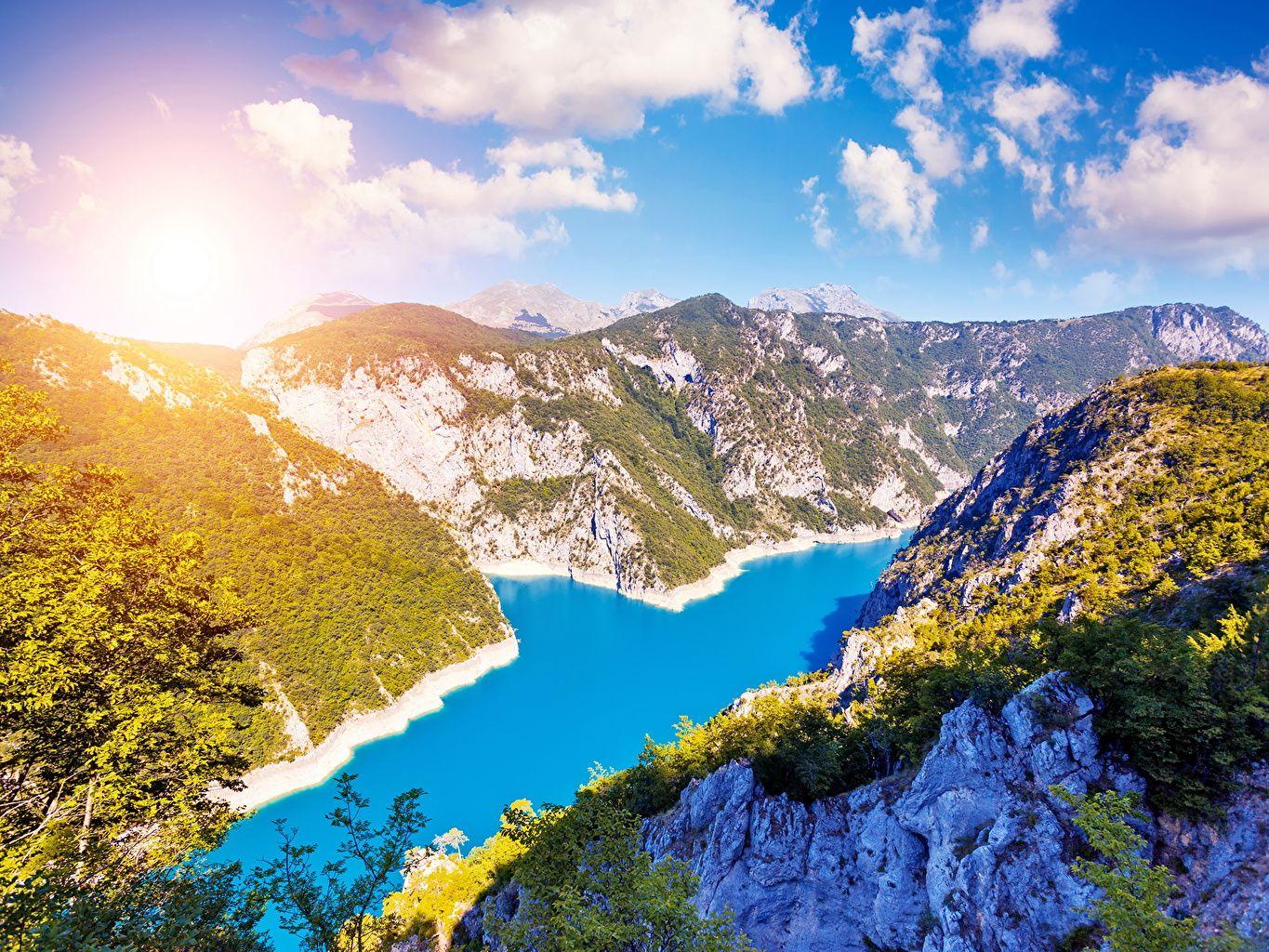 Image Montenegro Lake Piva Nature Mountains Sky Landscape
