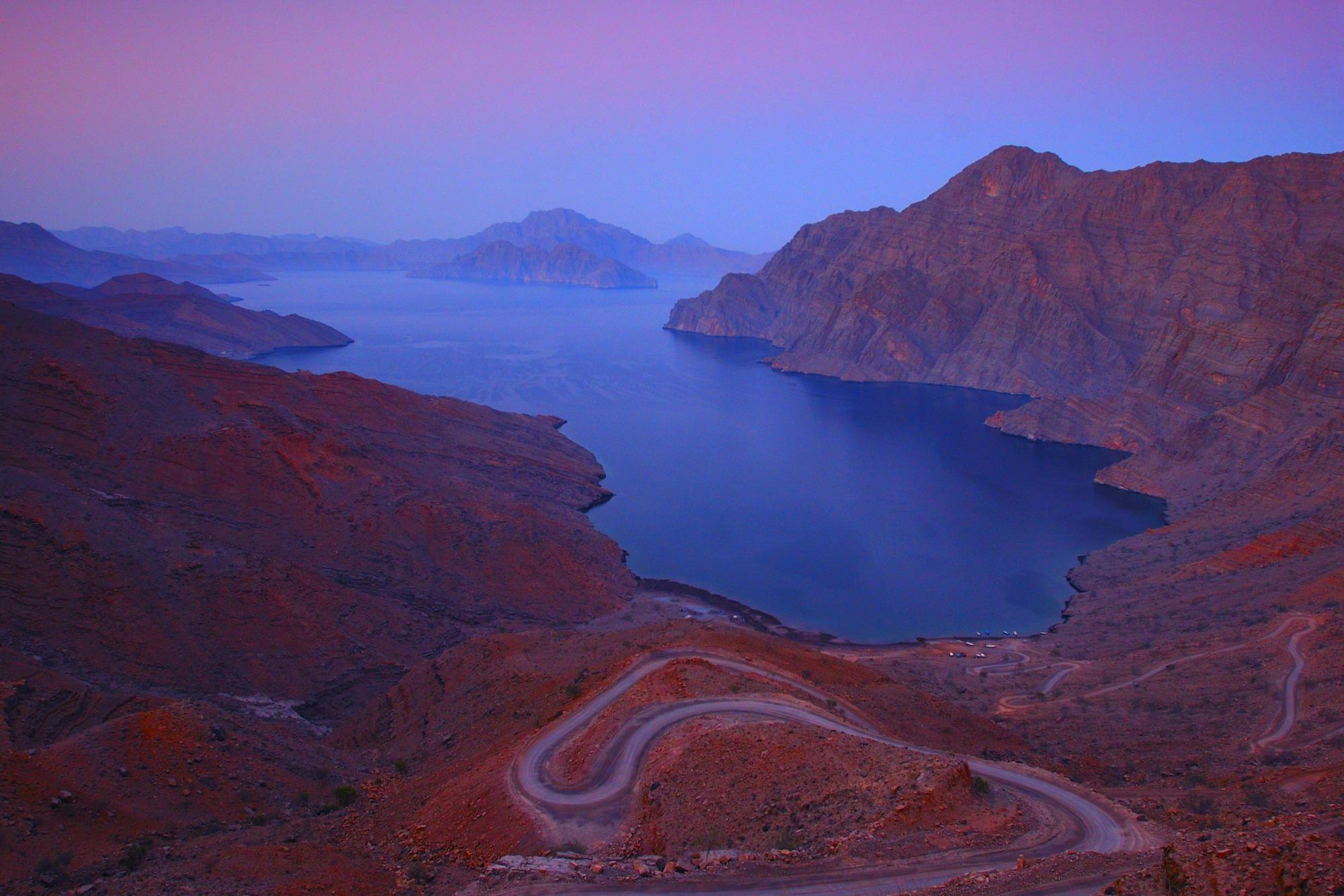 Khor Najd Near Khasab Musandam Fjords Oman Arabian Peninsula. HD