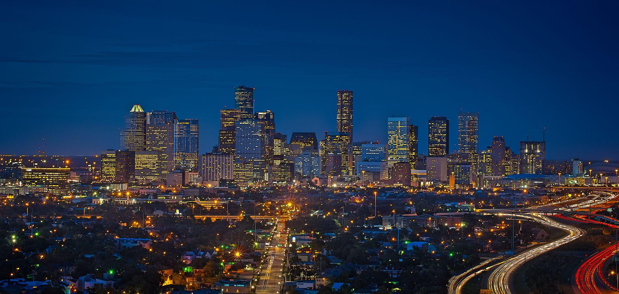 houston night skyline picture, houston night skyline photo