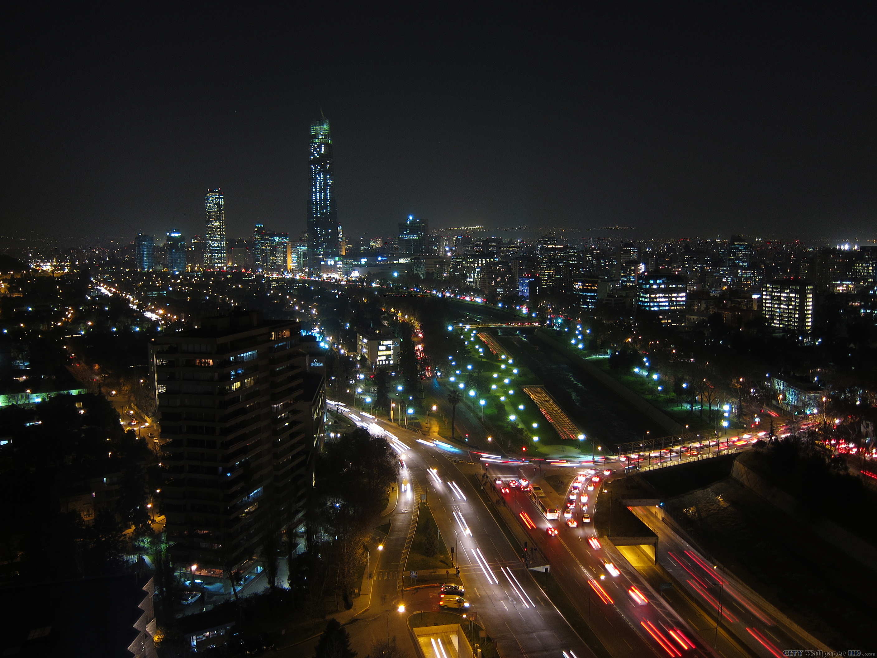 Night of Santiago. Download wallpaper cities. Santiago, santiago