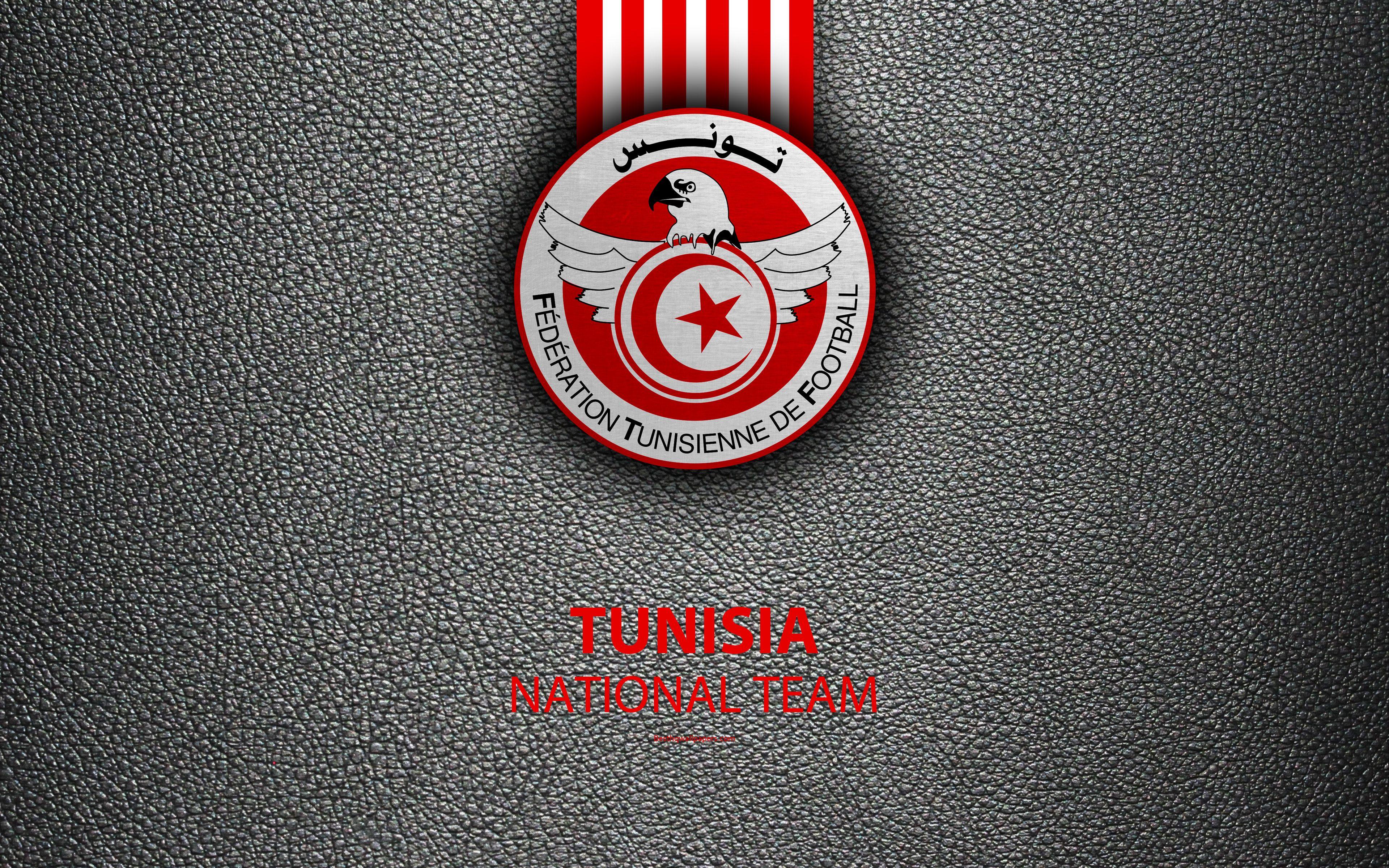 Download wallpaper Tunisia national football team, 4K, leather