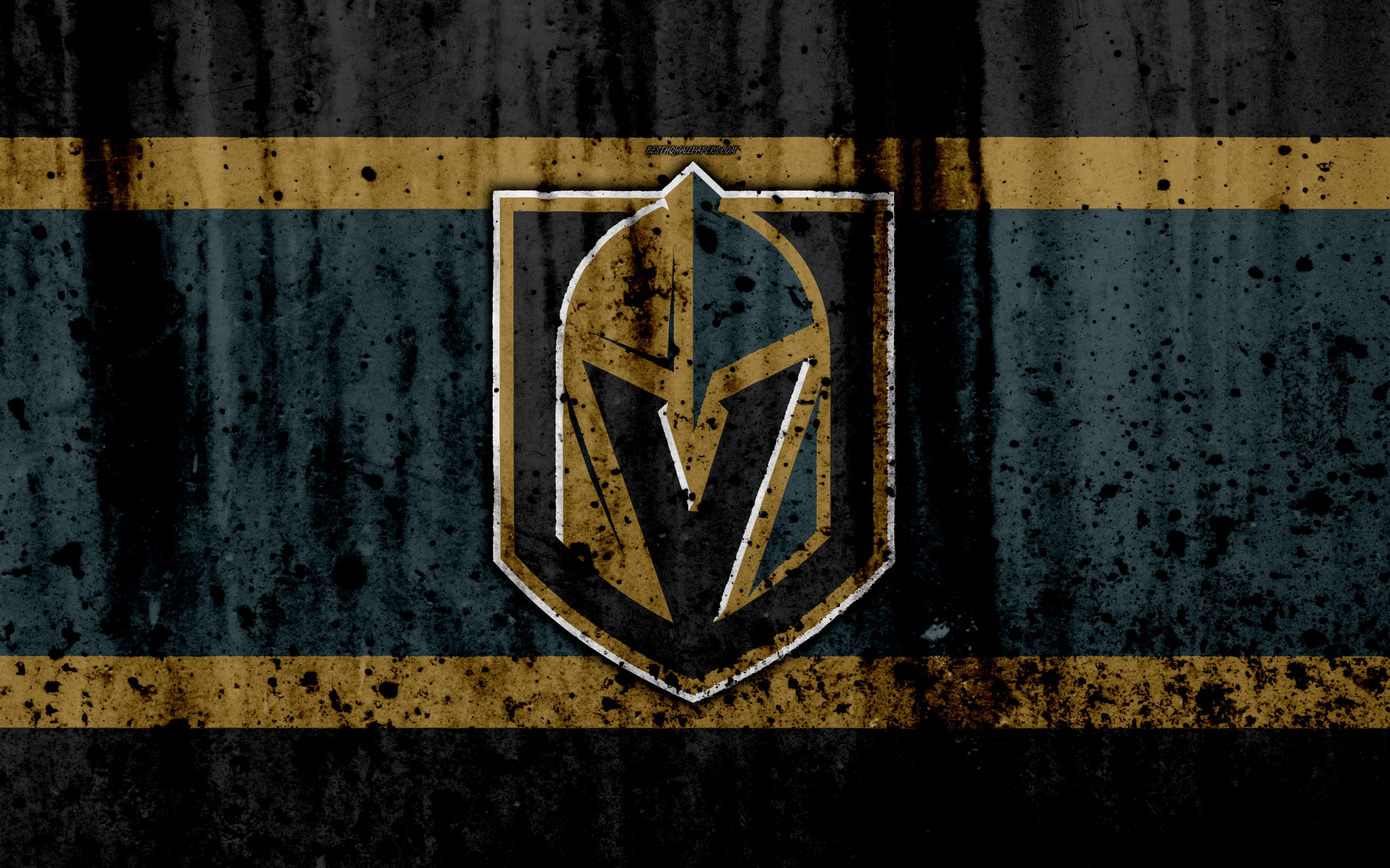 Download wallpaper 4k, Vegas Golden Knights, grunge, NHL, hockey