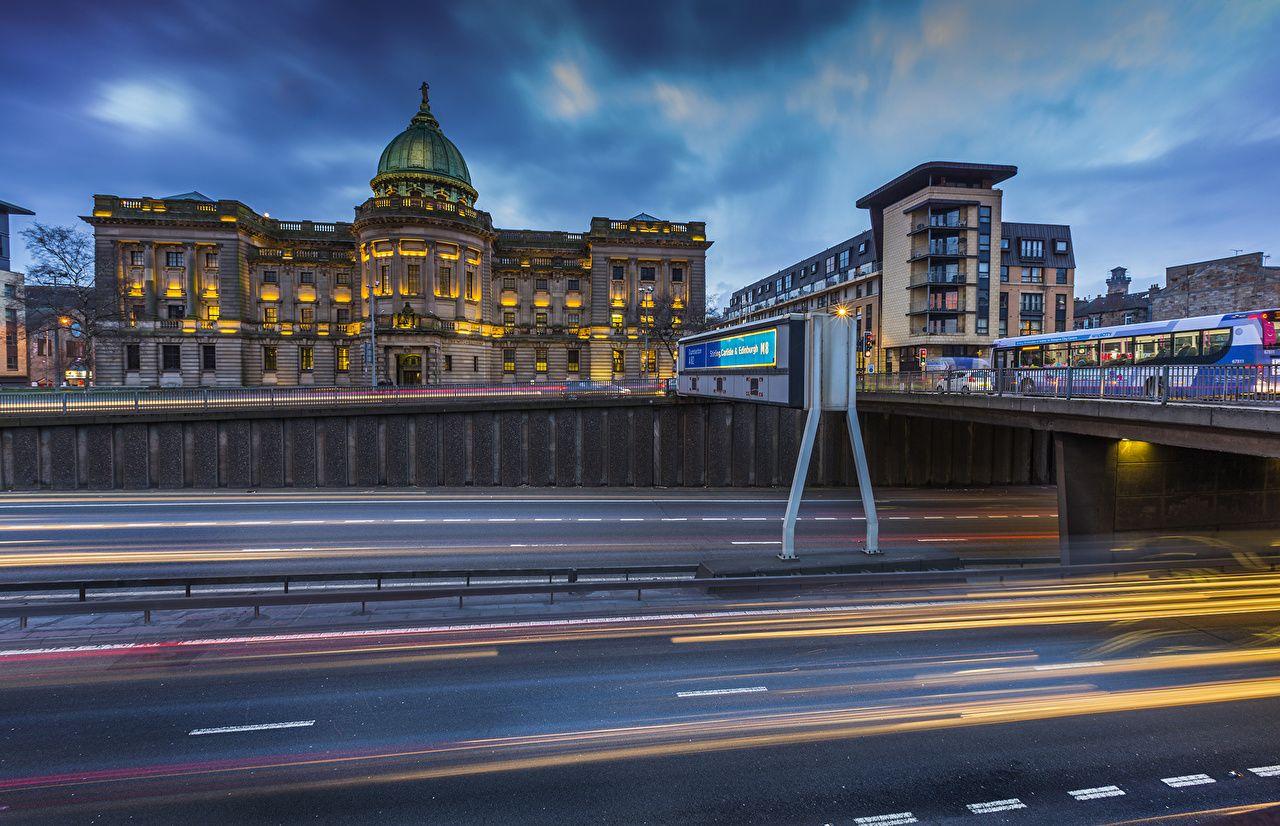 Wallpaper Scotland Glasgow Bridges Roads Cities Houses