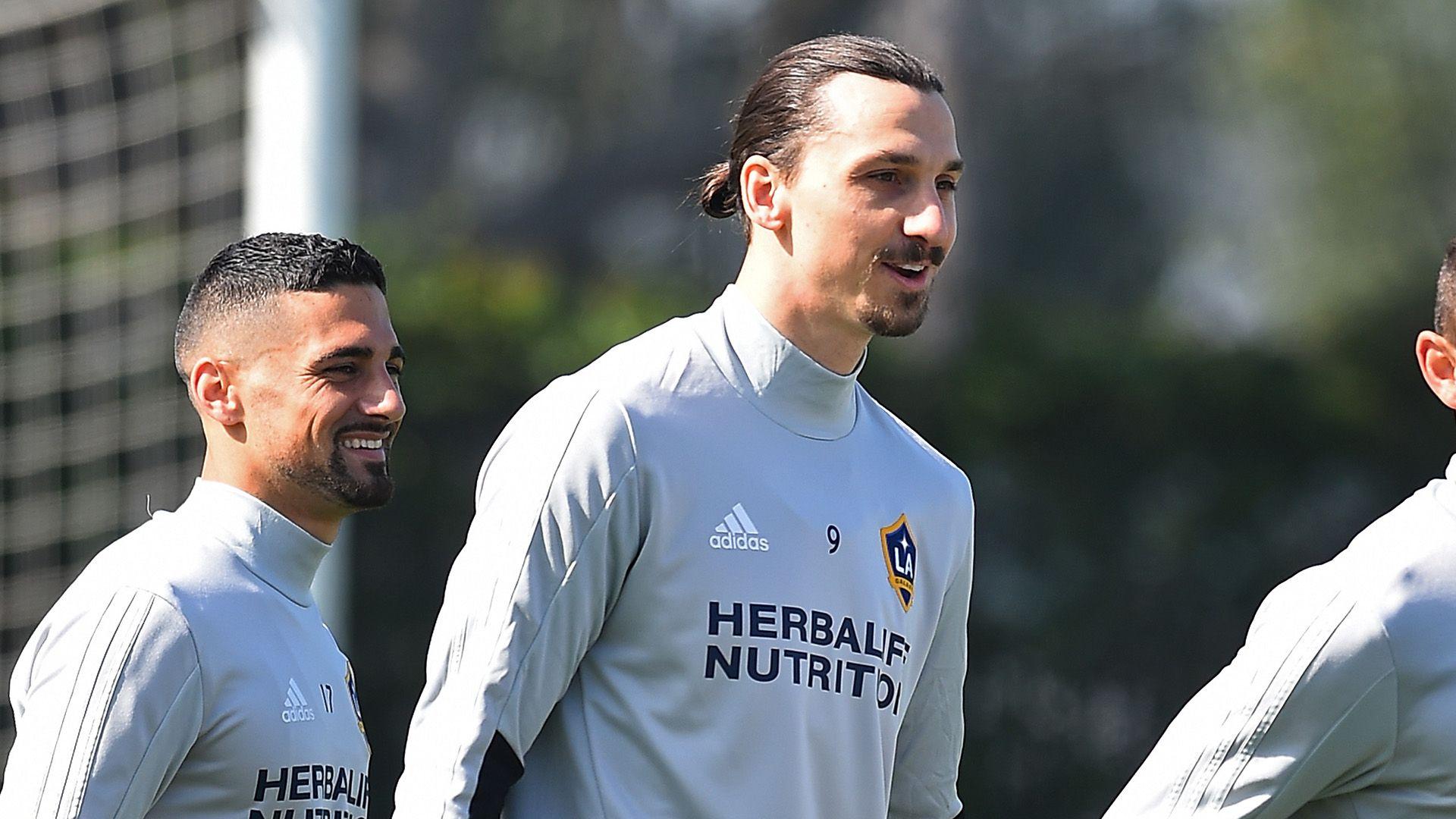 Zlatan Ibrahimovic on LA Galaxy bench for MLS debut
