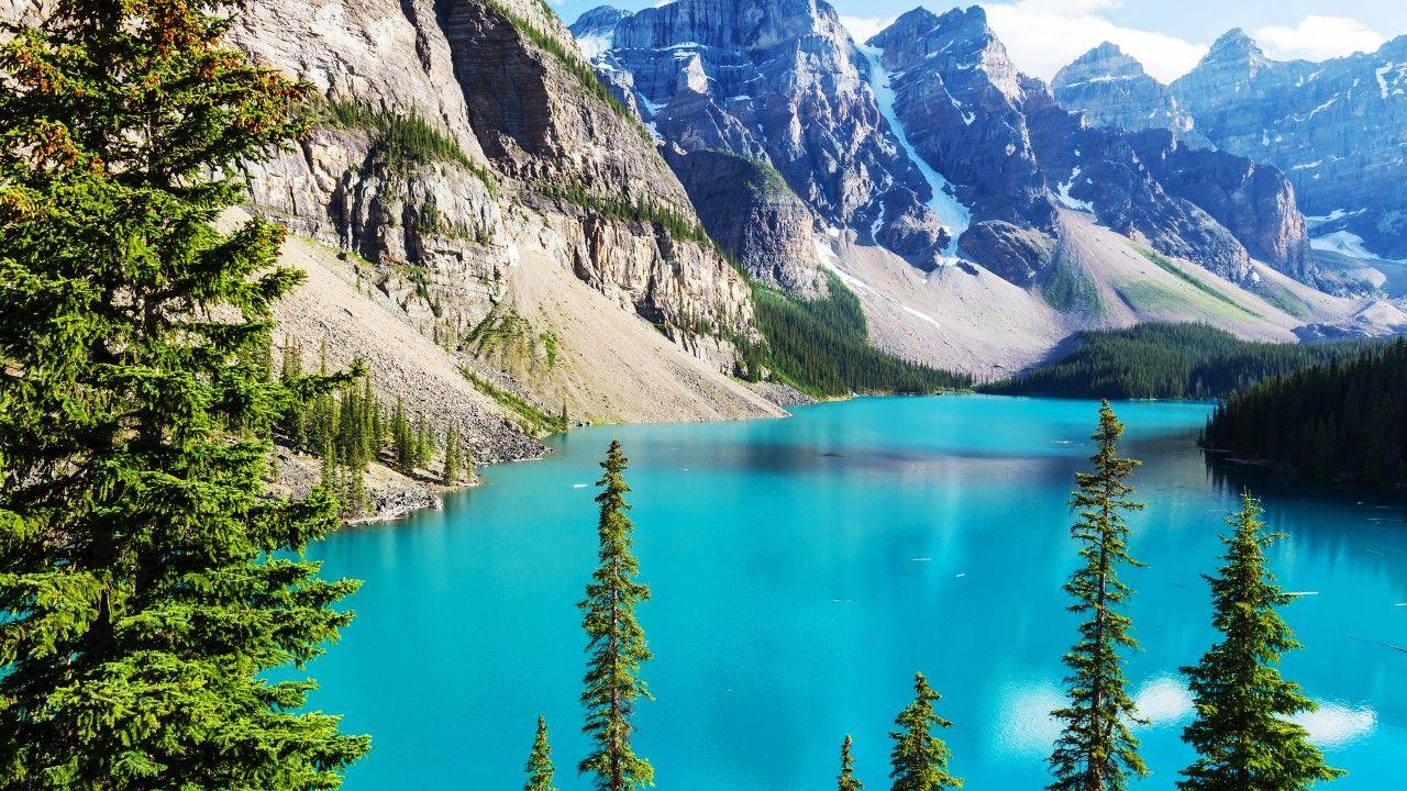 Wallpaper Moraine Lake, Banff National Park, Rocky Mountains, 4K