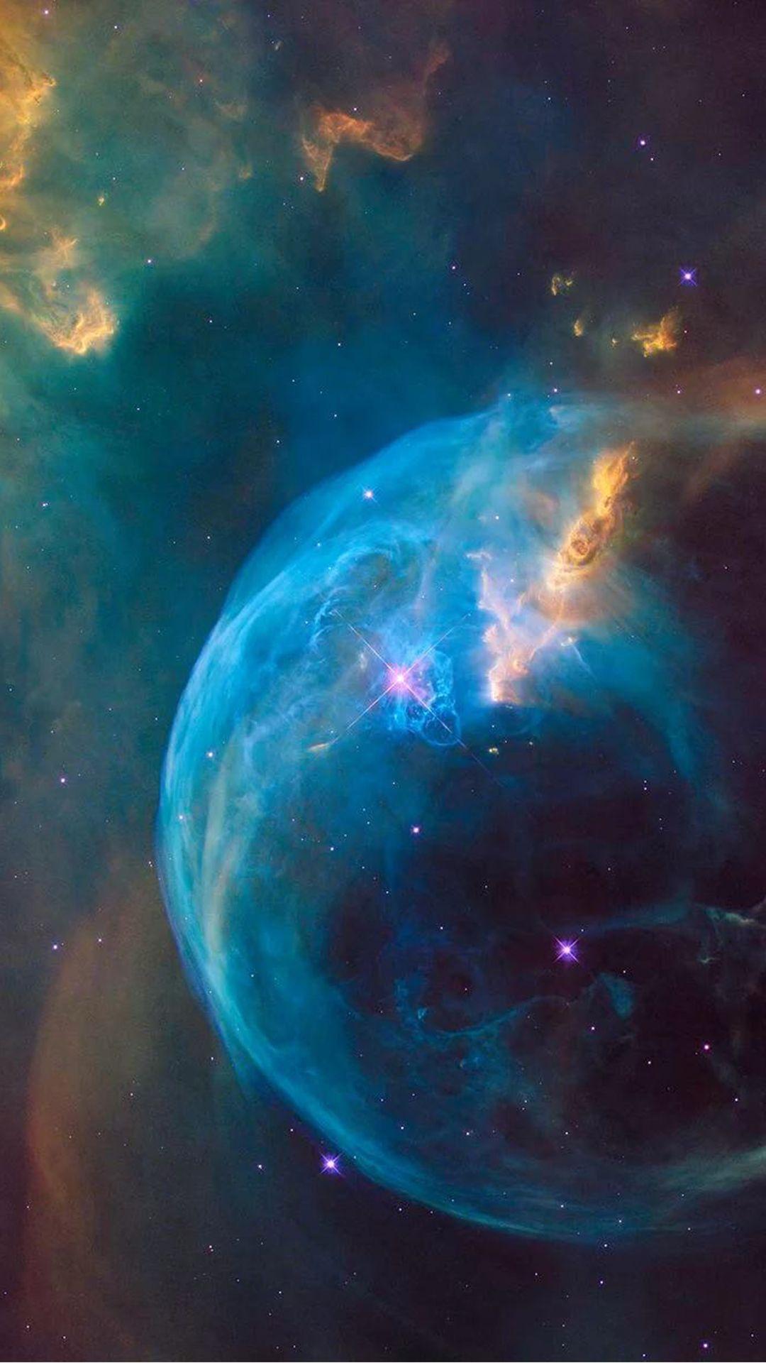 Supernova Blue Bubble Explosion Hubble Android Wallpaper free download
