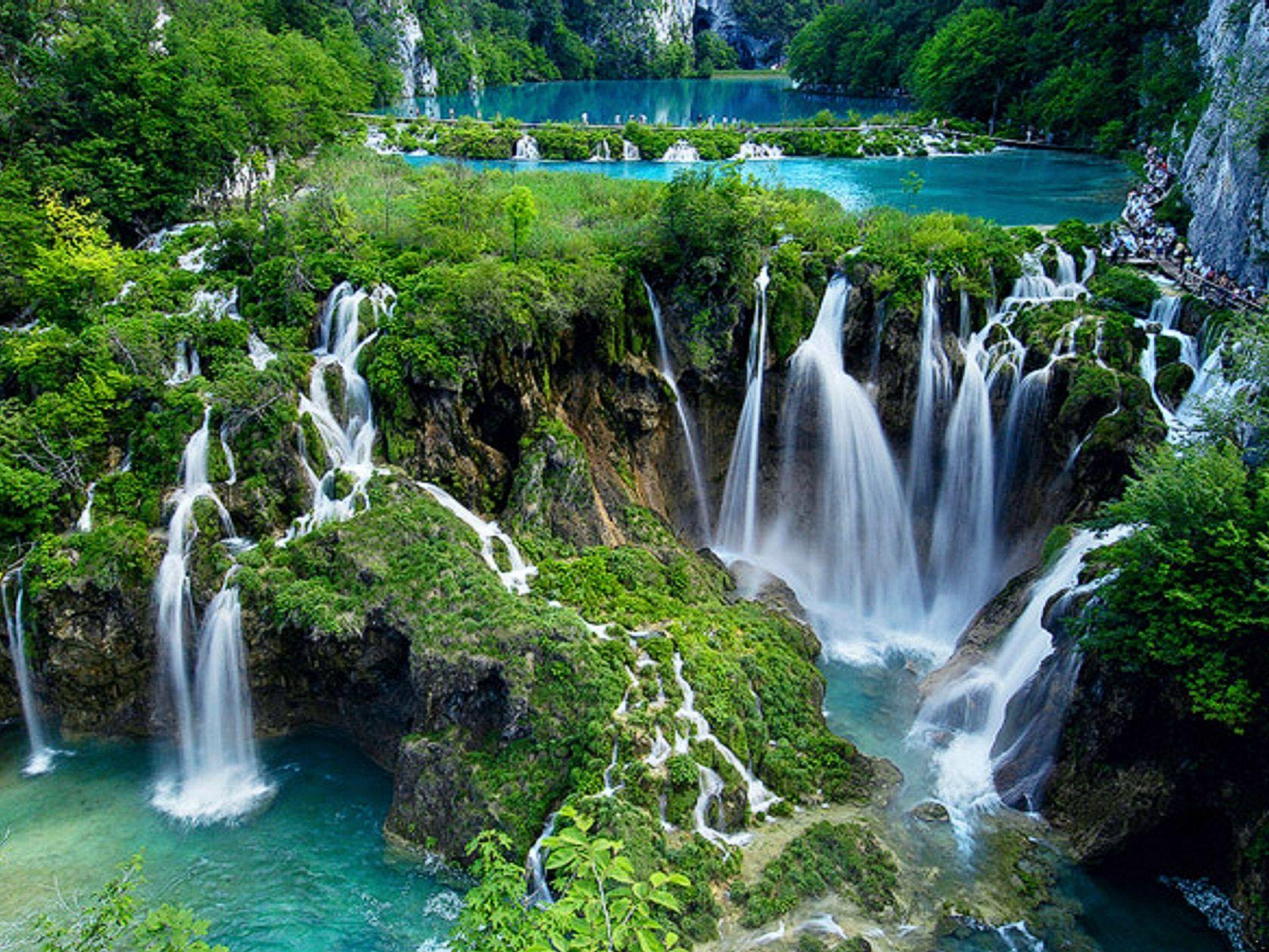 Plitvice Lakes National Park Croatia Cascading Waterfall Wallpaper