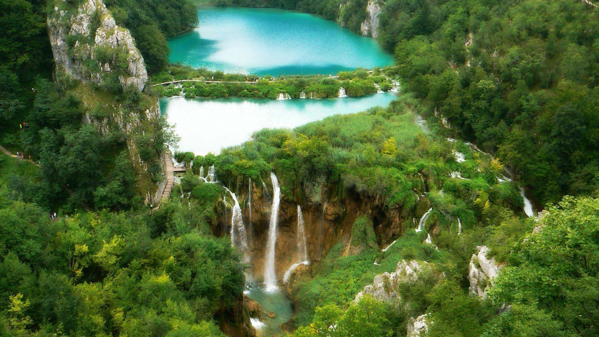 Landcape Plitvice Lakes National Park Croatia Wallpaper 1920x1080