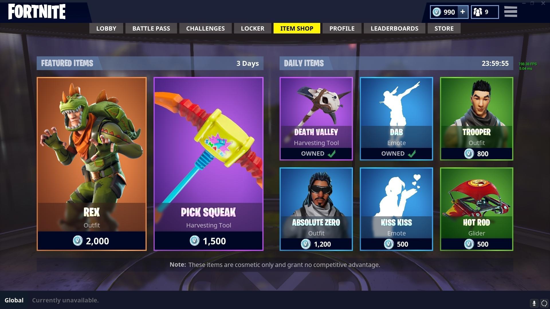 Daily Shop Rex and Pick Squeak for pro Fortnite