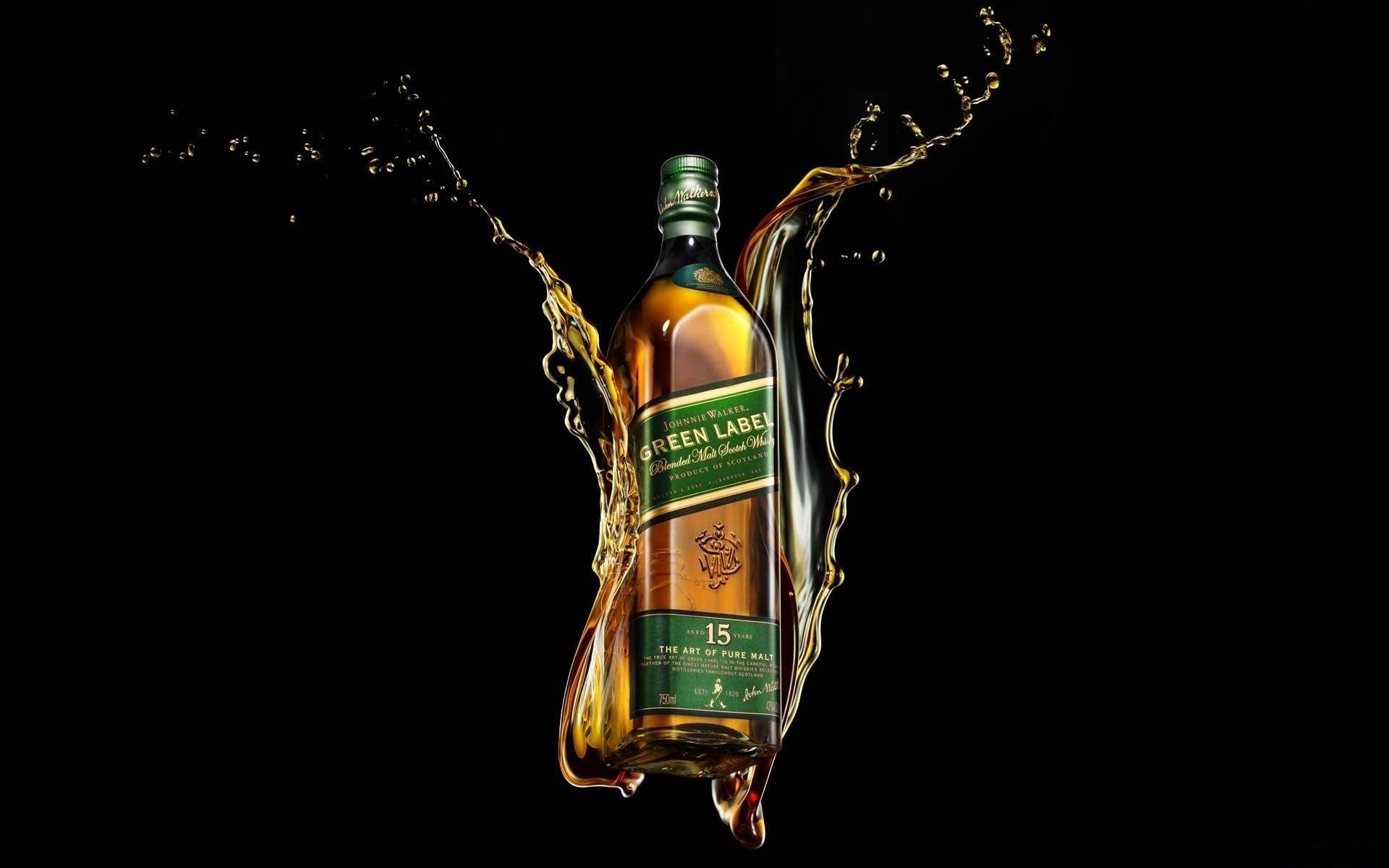 Wallpaper johnnie walker, green label, whiskey, bottle