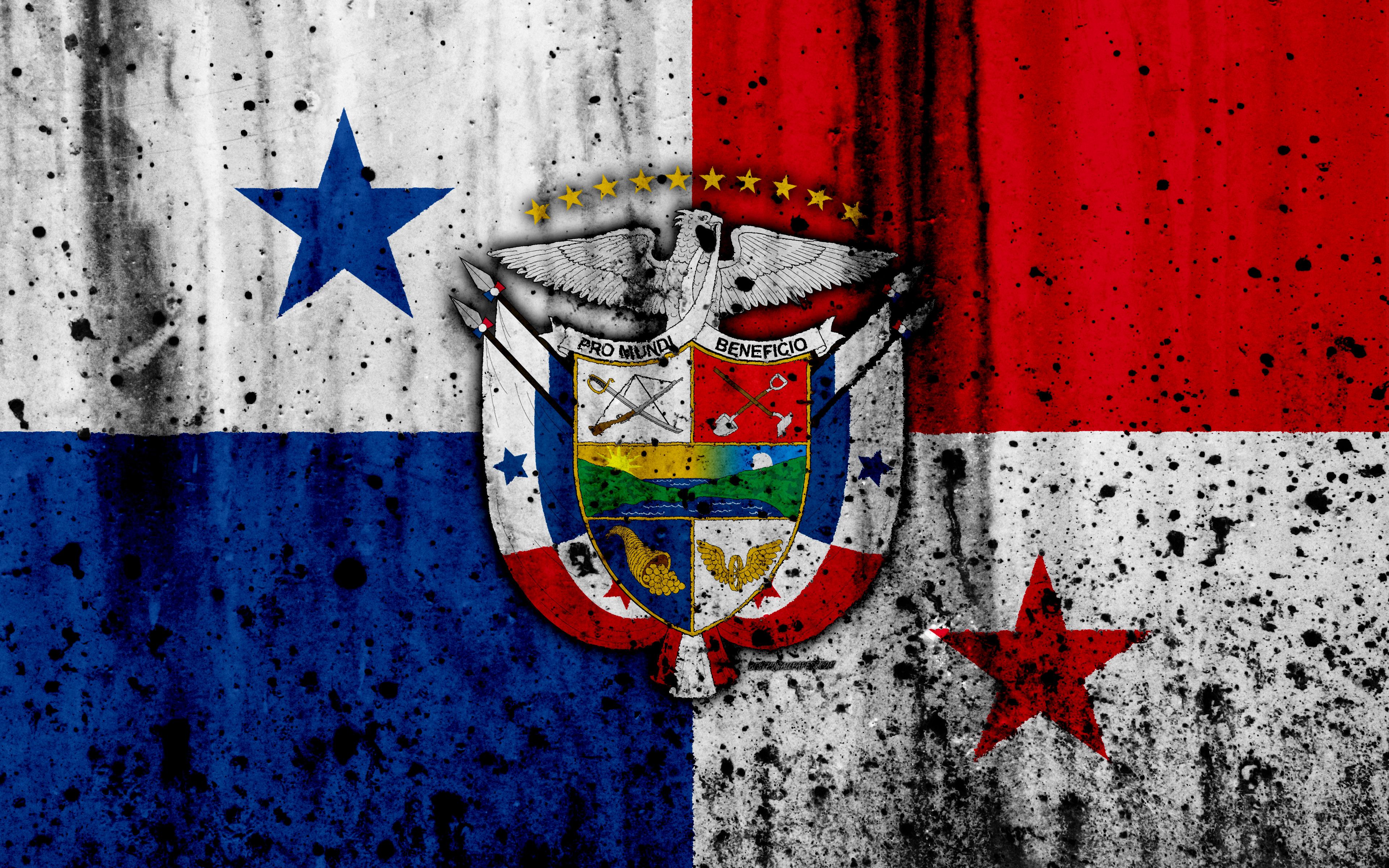 Download wallpaper Panama flag, 4k, grunge, North America, flag